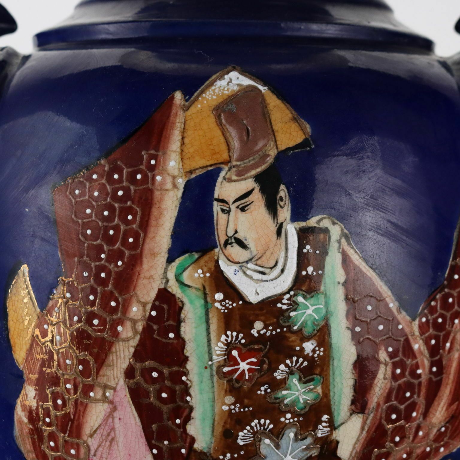 photo for sale Antique Vase Ceramic Flower Decorations Japan Early XX Century