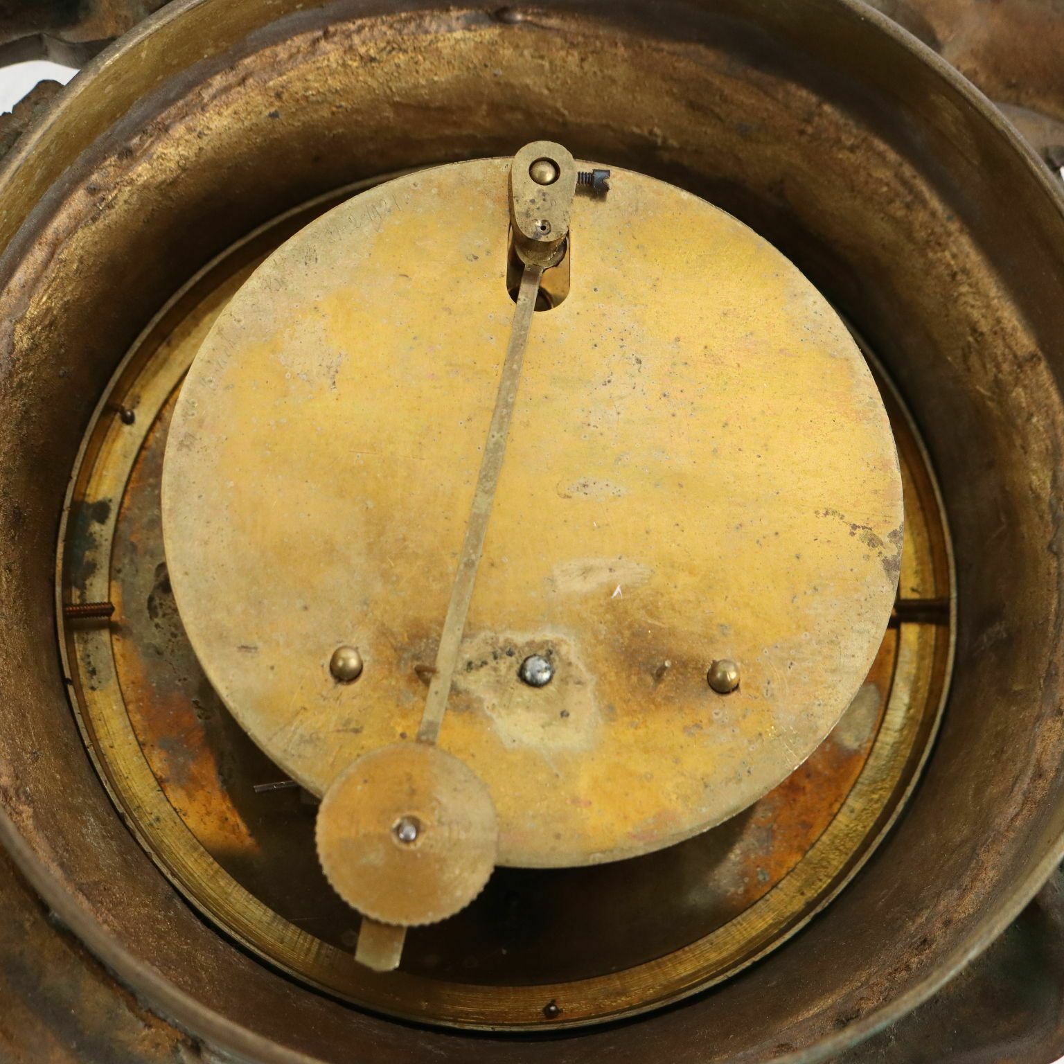 Antique Wall Clock Gilded Bronze France 1921 photo vintage