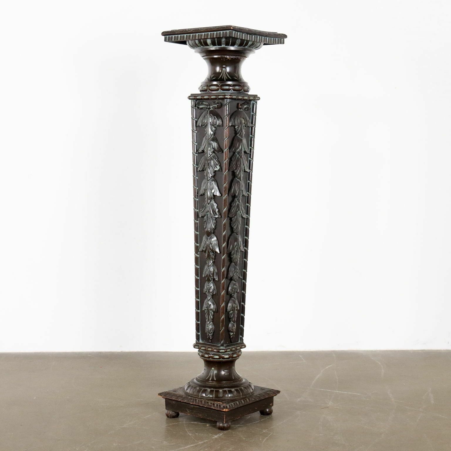 Antique Column Neo Renaissance Style Carved Wood Italy XX Century photo buy