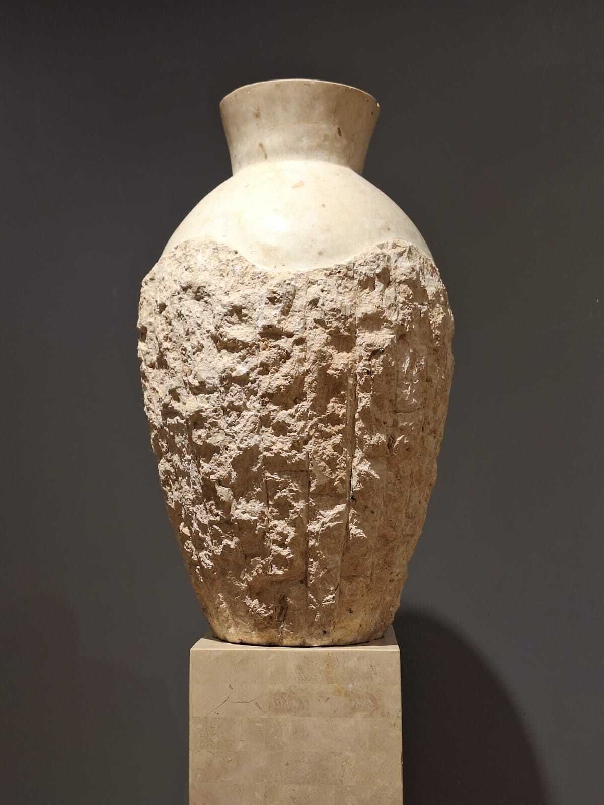 Set Of Pillar And Vase Made From Travertine photo furniture