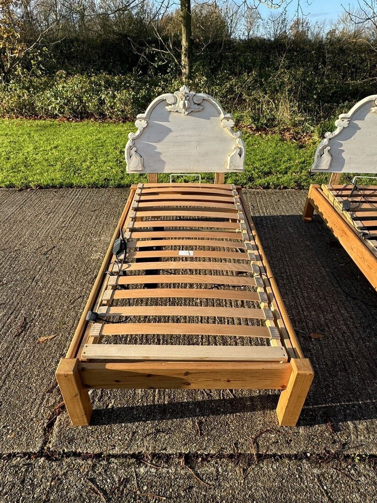 Pair Of Solid Pine Single Beds   ( Electronically ) Operated Bed Base photo Furniture