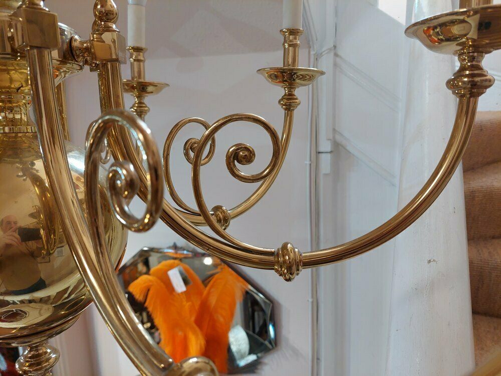 Brass Eight Branch Chandelier Light Fitting photo 750.0