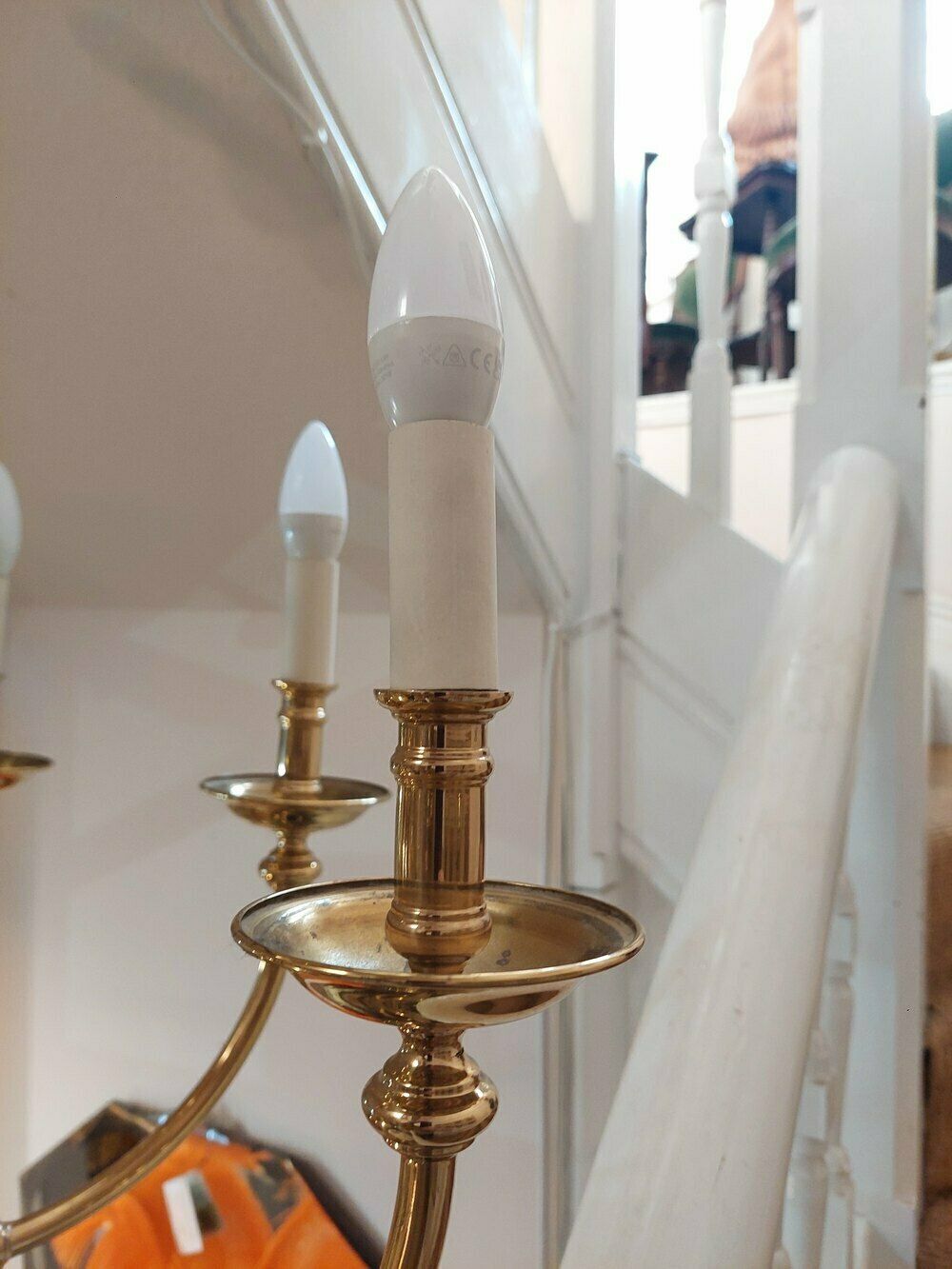 Brass Eight Branch Chandelier Light Fitting photo vinterior