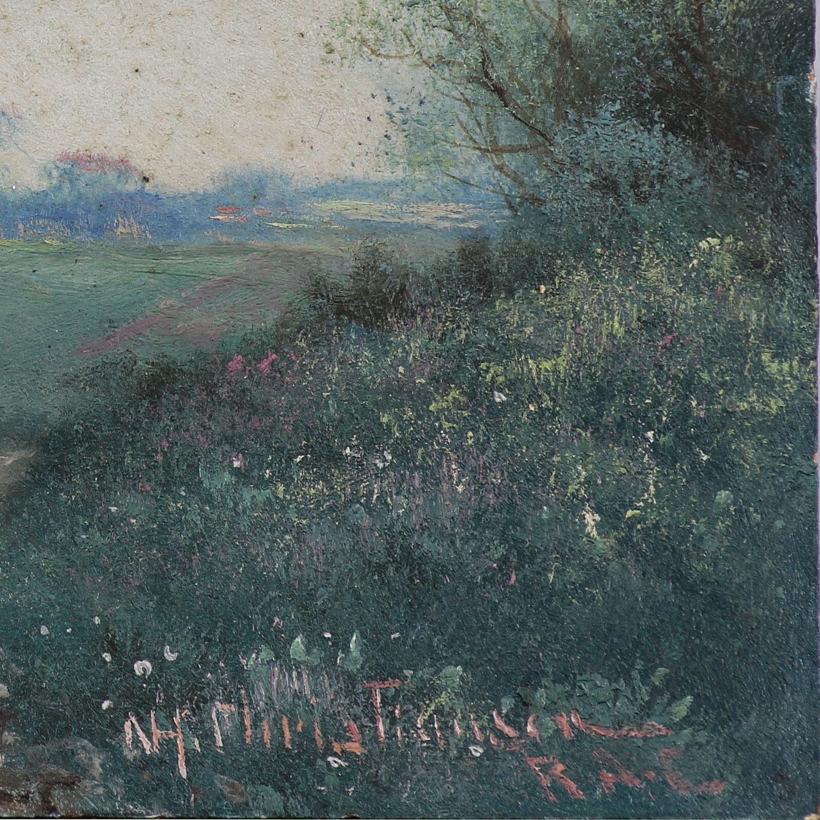 Oil On Board By Nils Hans Christiansen. Couple On A Country Lane. photo furniture