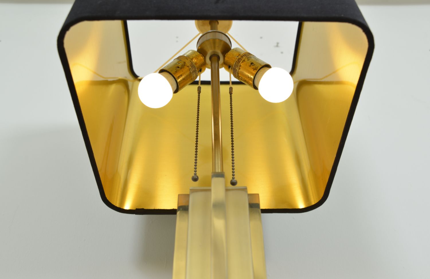 photo for sale 1970s Brutalist Brass Gold Table Lamp By Belgo Chrom Willy Rizzo Style Belgium