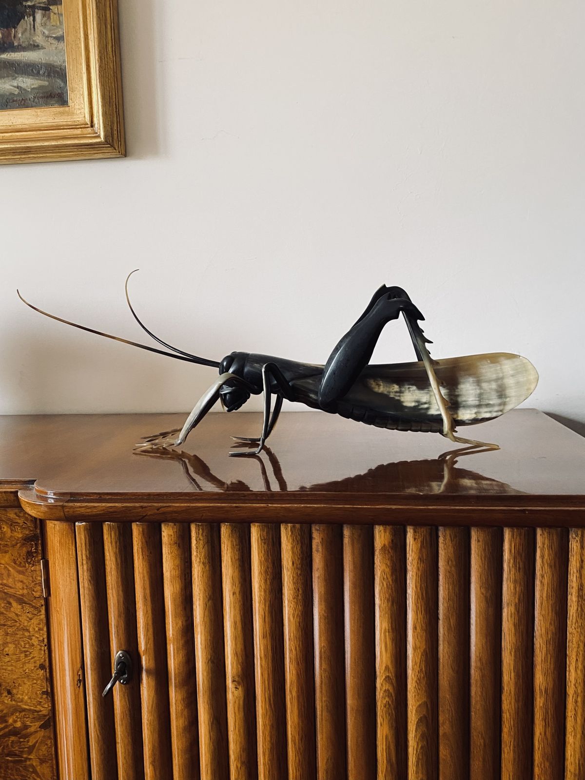 Mid Century Hand Crafted Horn Grasshopper, France 1960s photo furniture