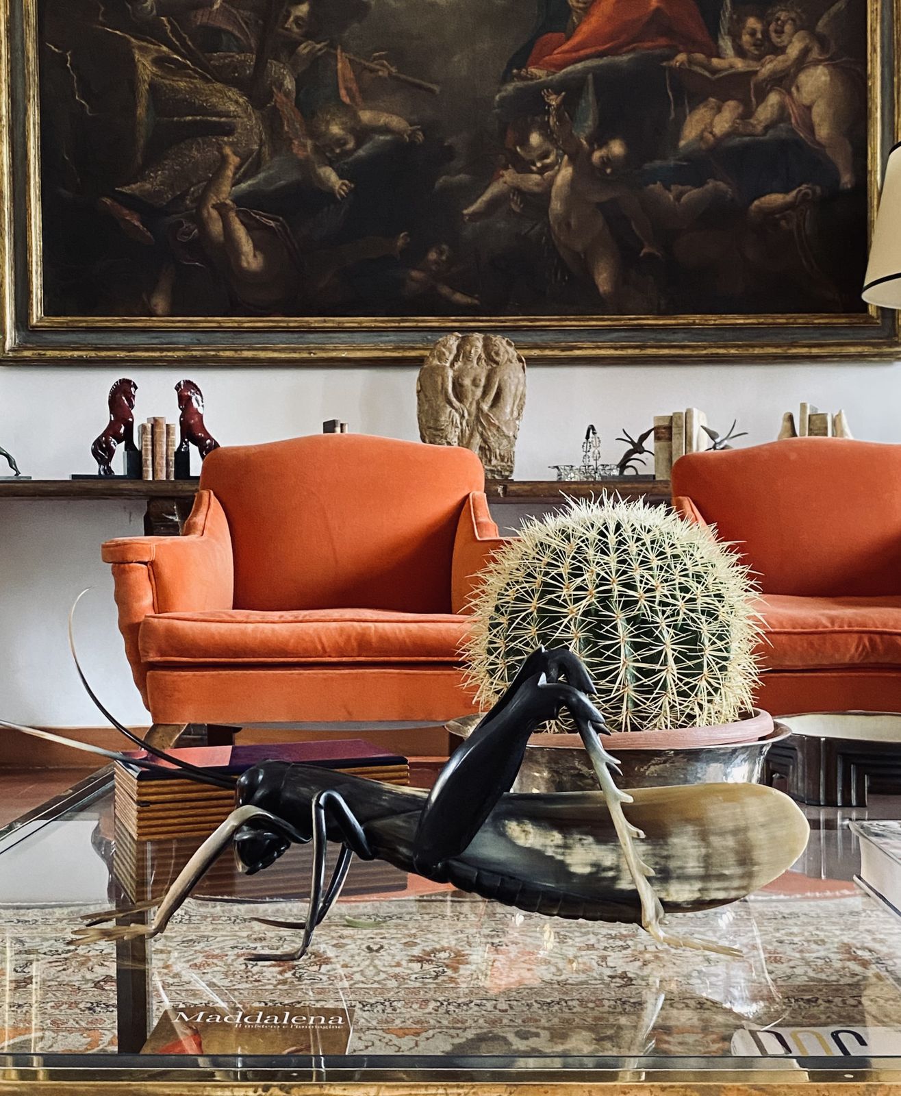 photo furniture Mid Century Hand Crafted Horn Grasshopper, France 1960s
