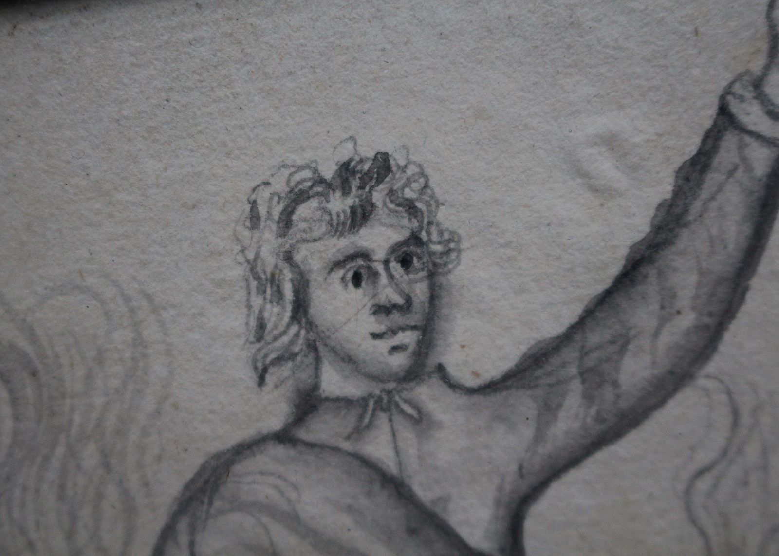 Early 19th Century Pencil Sketch, Warrior & Divines Medieval Grand Tour photo vintage