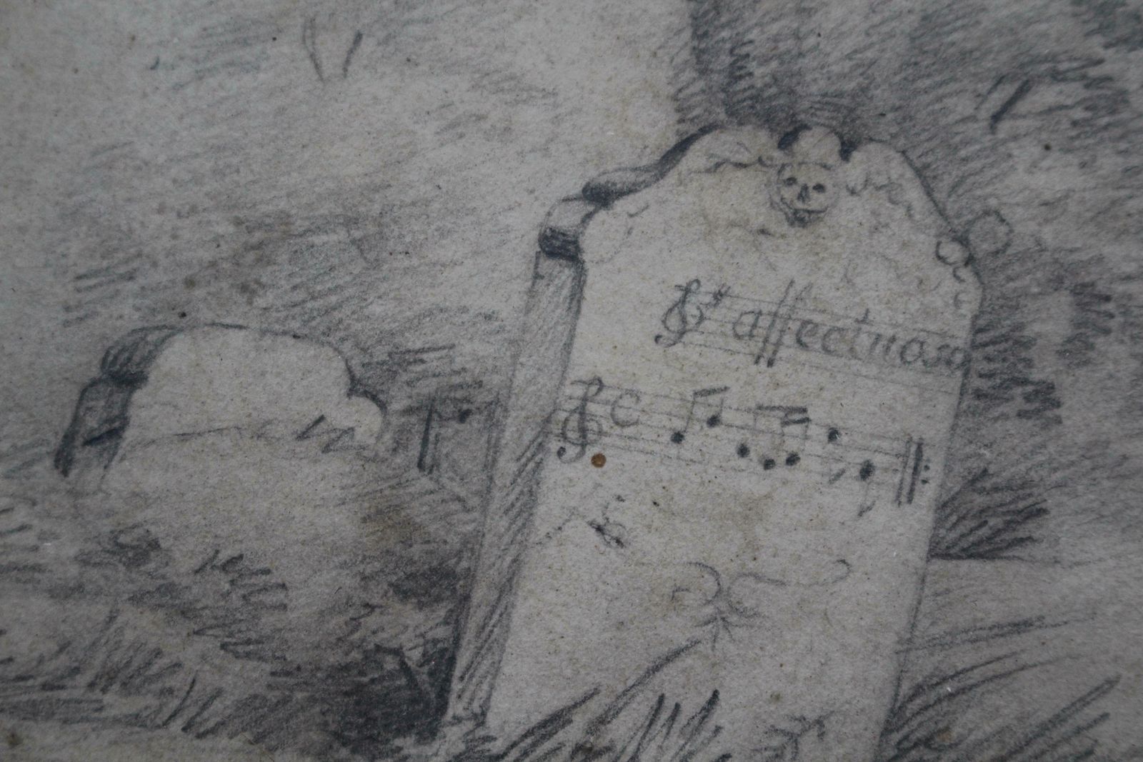 Late 19th Century Pencil Sketch Epitaph Man Who Ate Too Much Fish Curio Macabre photo buy