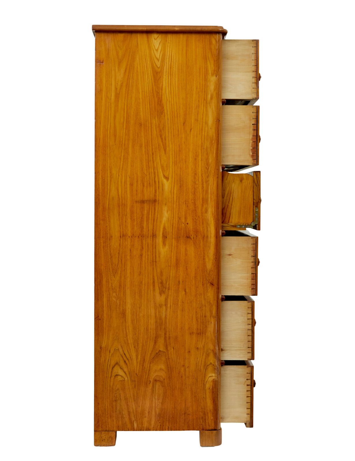 Tall 19th Century Elm Secretaire Chest Of Drawers photo vinterior