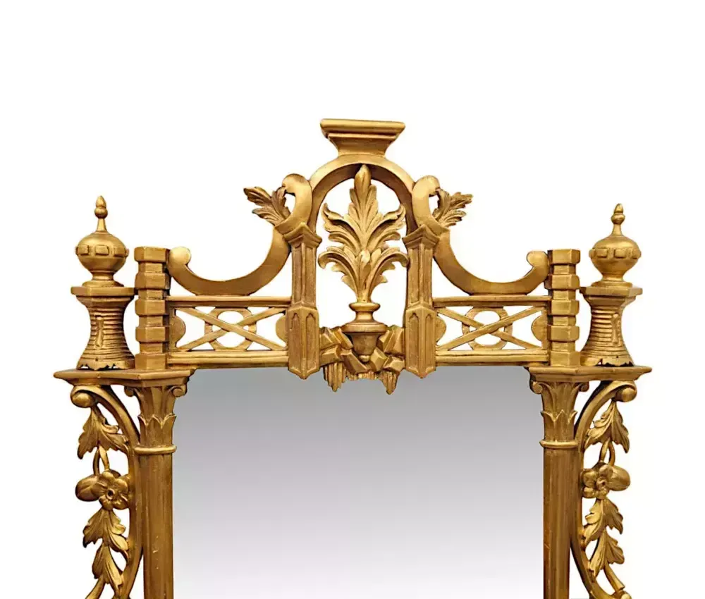 A Very Rare 19th Century Chinese Chippendale Style Giltwood Hall Or Pier Or Overmantel Mirror photo furniture