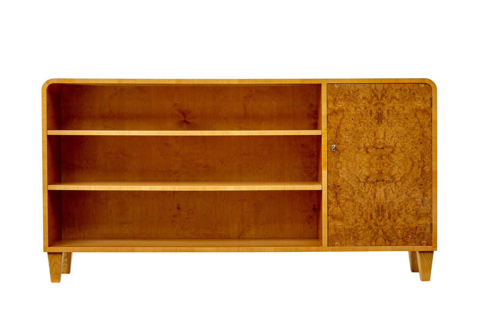 Scandinavian Elm And Burr Low Open Bookcase photo vintage