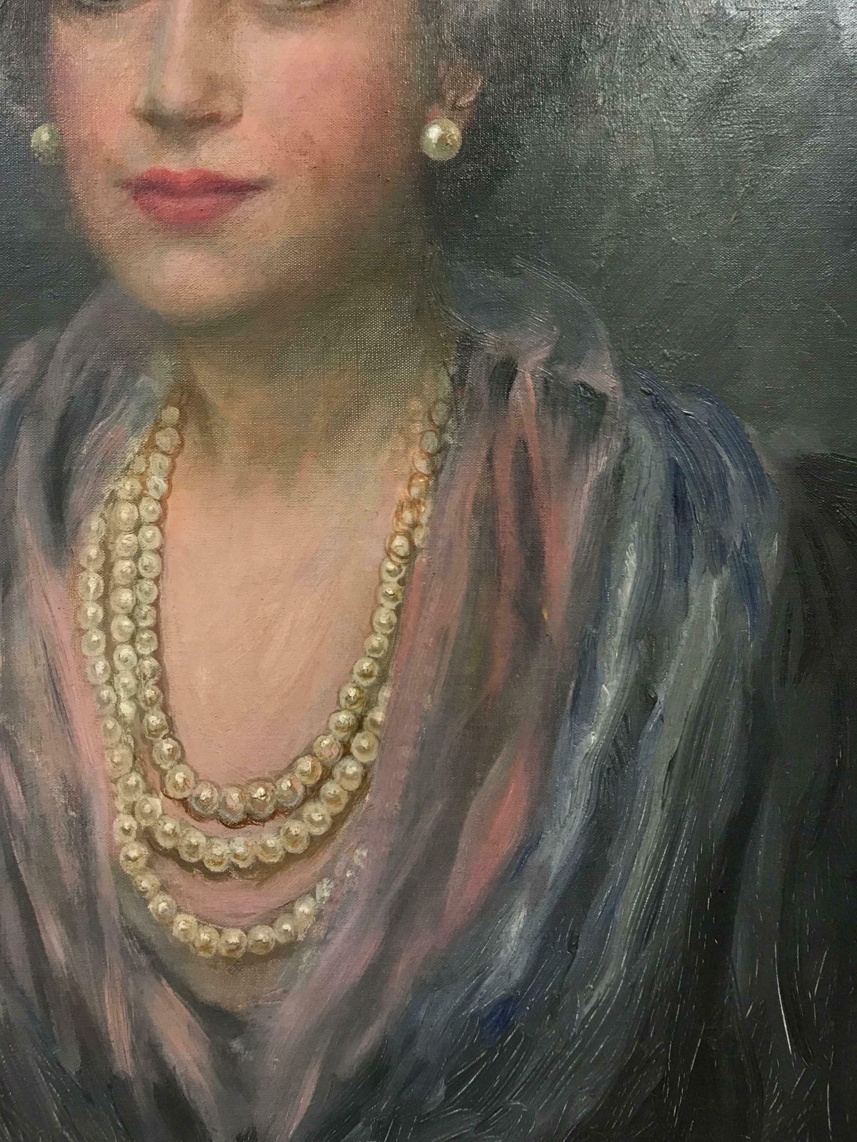 English Schoolfine British Mid 20th Century Oil Painting Portrait Of A Society Lady photo for sale