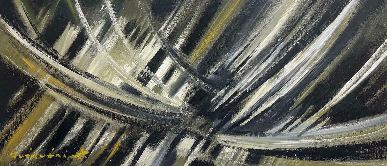 Gerard Guegueniatfrench Abstract Expressionist Signed Oil Large Original 20th Century Composition