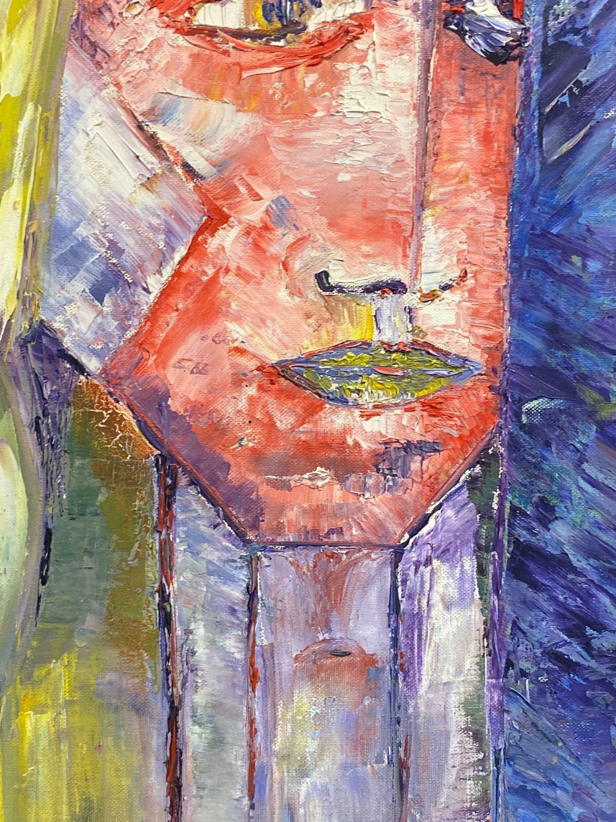 P Vilette20th Century Original French Expressionist Oil Painting Abstract Face20th Century photo 560.0