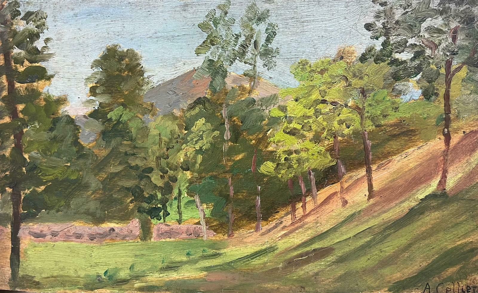 French School1930's French Impressionist Signed Oil Painting Lush Green Landscape