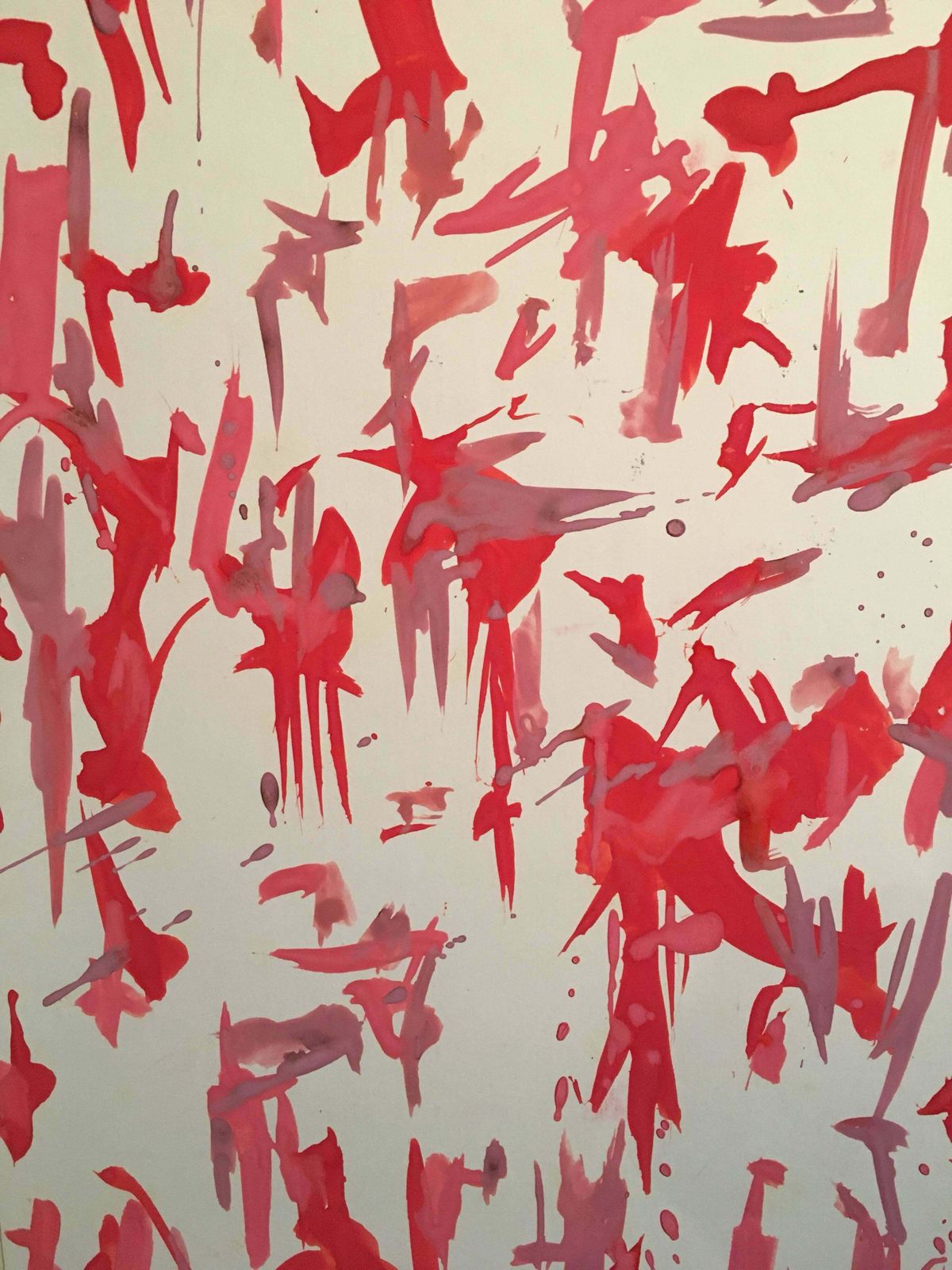 Raphaelle Pialarge French Abstract Painting, Watercolour, Signed, Red And Purple Palette1979 photo for sale