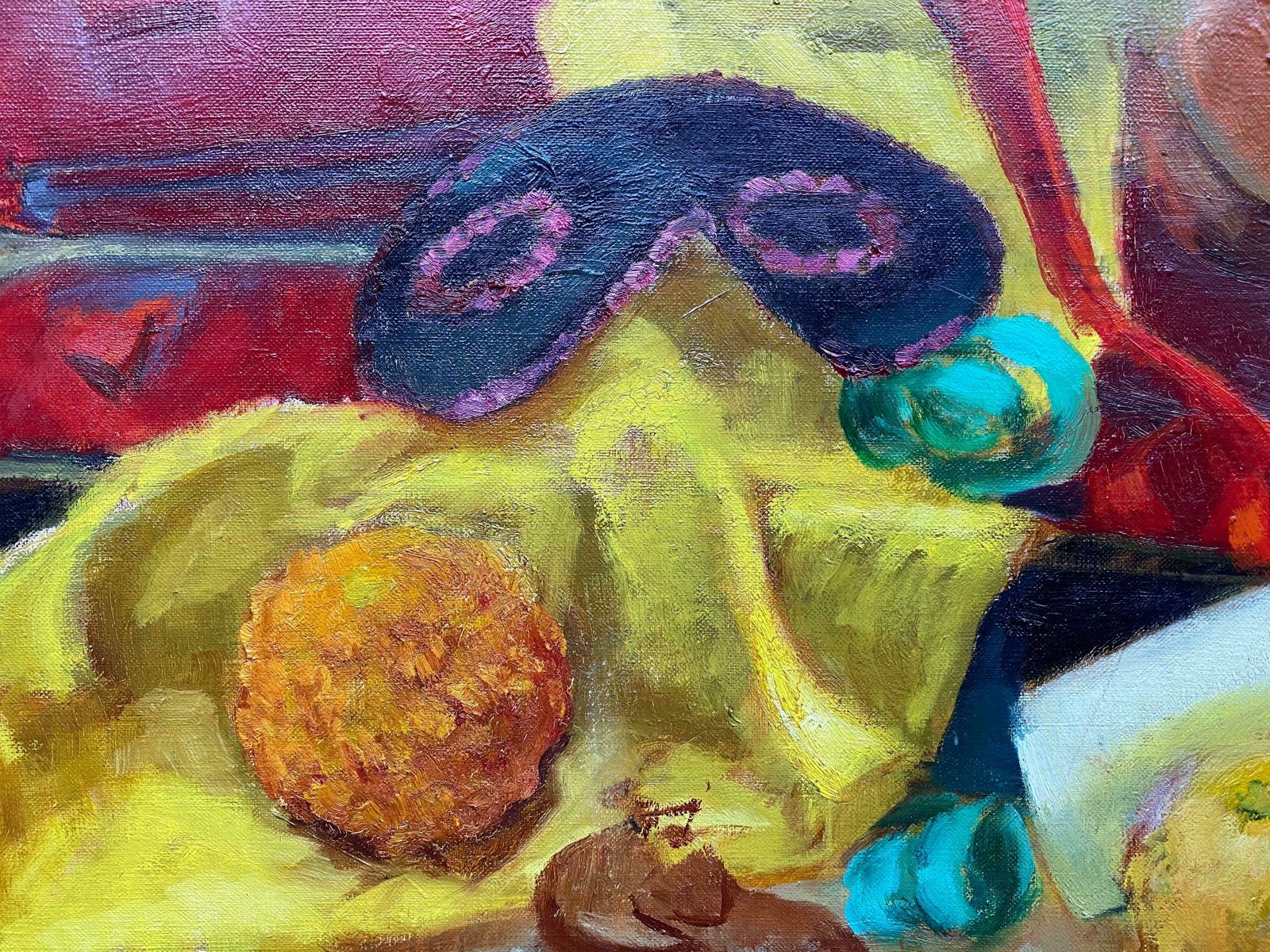 Yvette Bossierecolourful 20th Century French Impressionist   Musicians Violin Masque Still Life20th Century photo vinterior