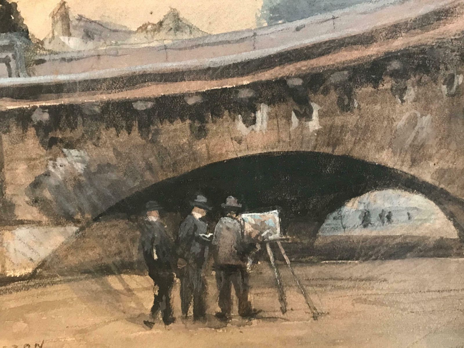 Rene Ligeronpainting Under Le Pont Neuf River Seine Paris, Fine Impressionist Paintingc. 1920's