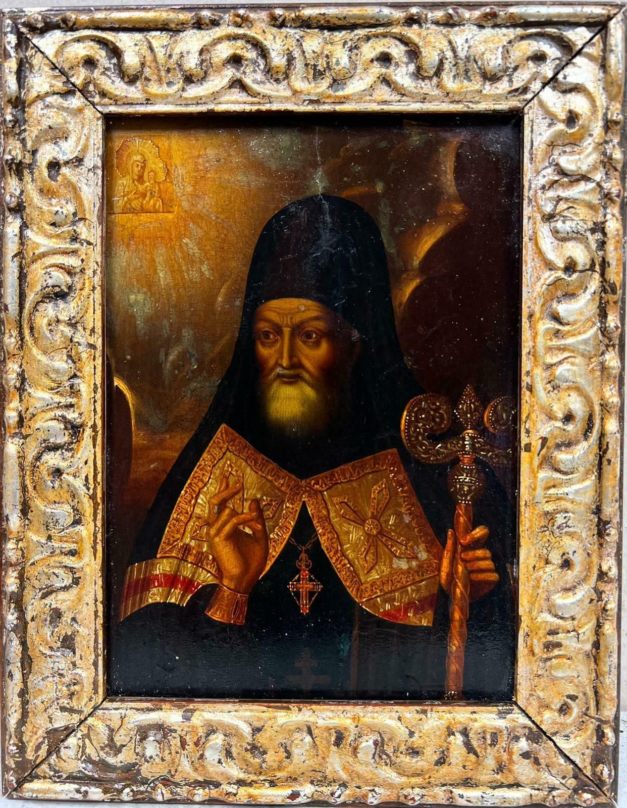 European Antiqueantique European Religious Figure Oil Painting photo furniture