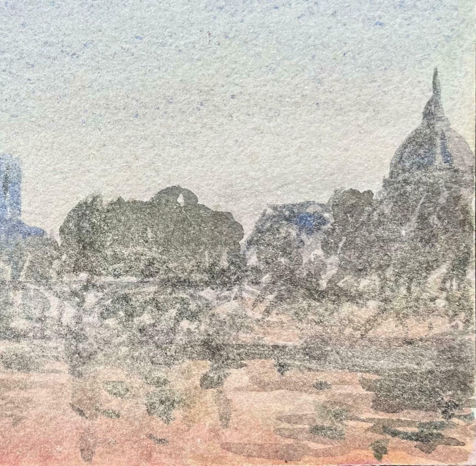 Maurice Mazeiliefrench Impressionist Watercolor Of Notre Dame And The Paris Skyline At Dusk20th Century photo Art