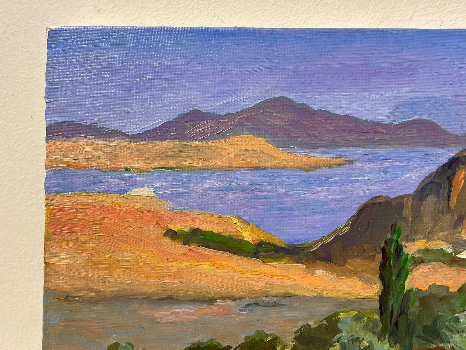 Georges Bordonovecontemporary French Impressionist Oil Purple Sea And Sky Mountain Landscape photo Art