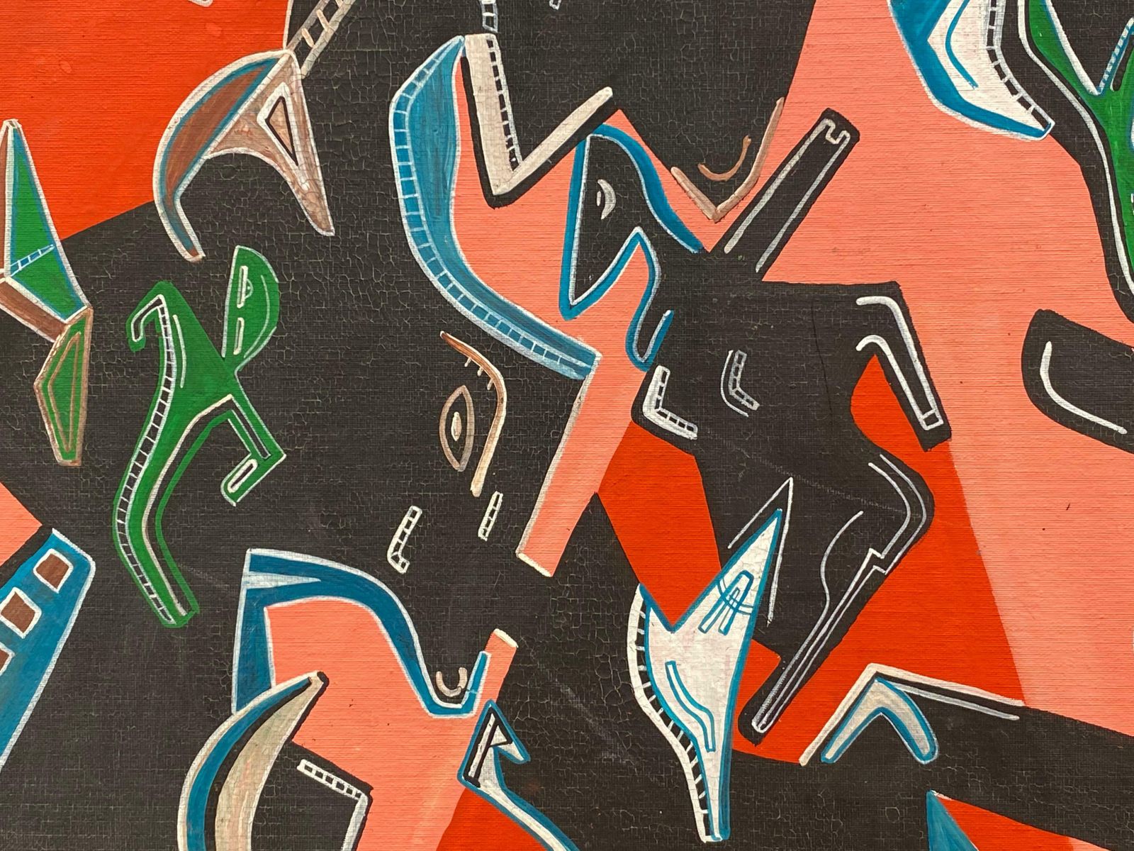 Unknownbright & Colorful French Signed Abstract Oil Painting Amazing Shapes & Colors photo for sale