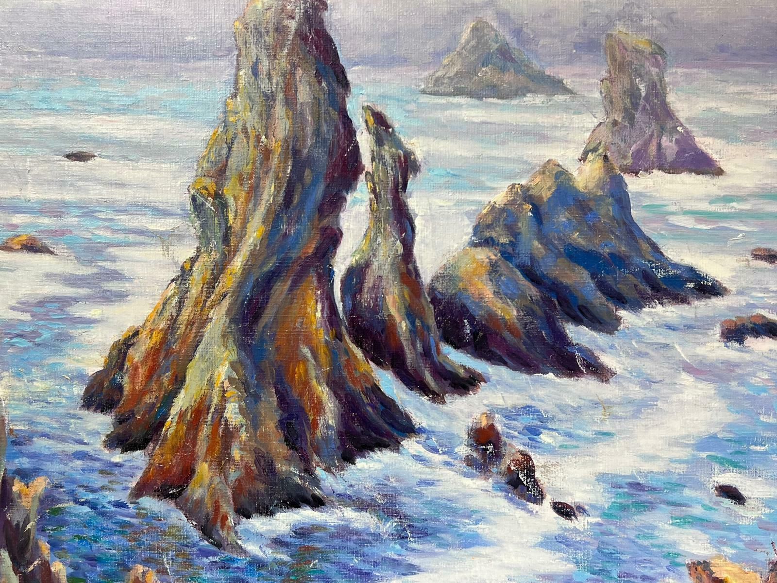 Georges Bordonovecontemporary French Impressionist Oil Tall Rocks Crashing Waves Seascape photo vinterior