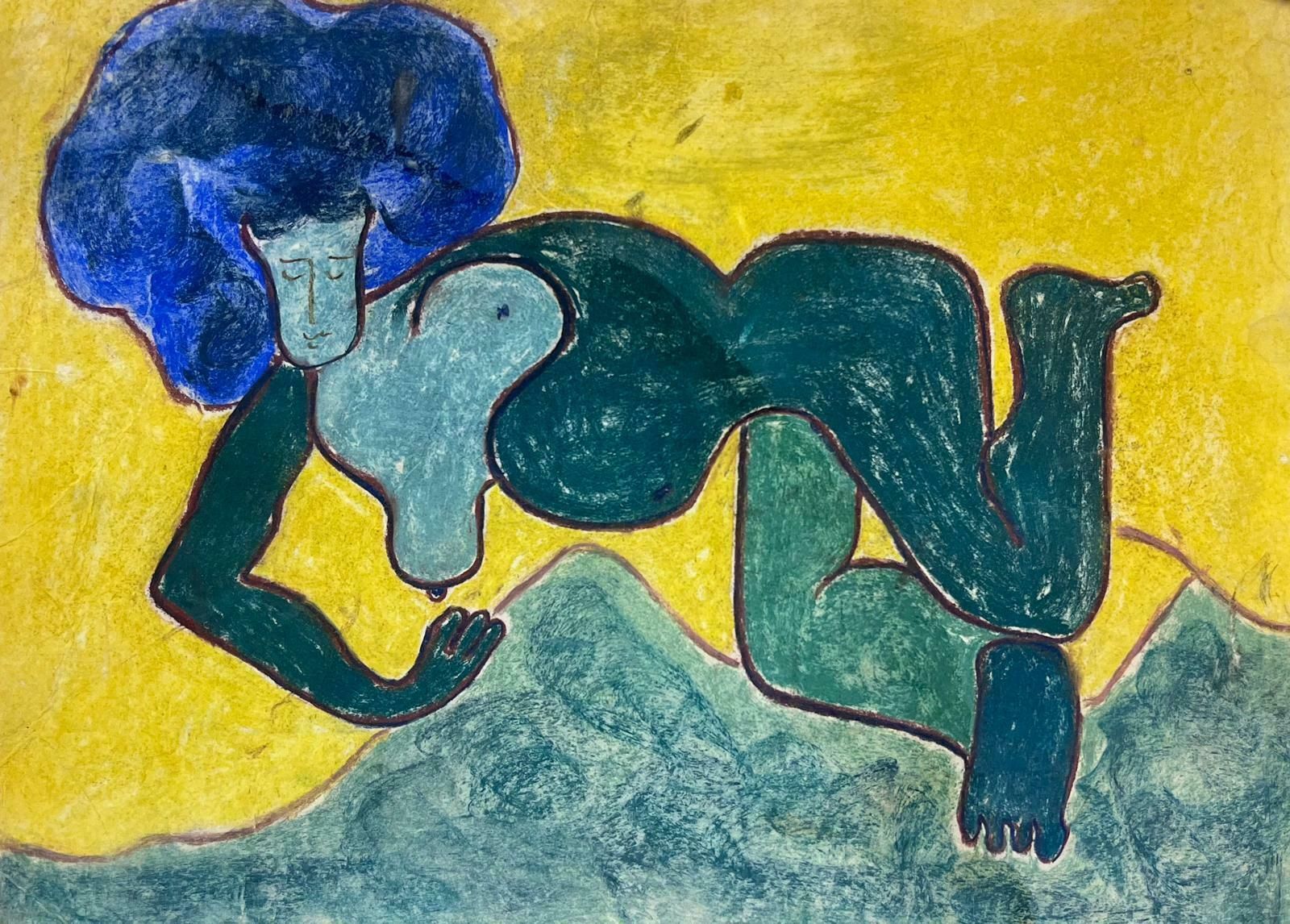 Georges Bordonovecontemporary French Impressionist Wacky Green Figure Abstract