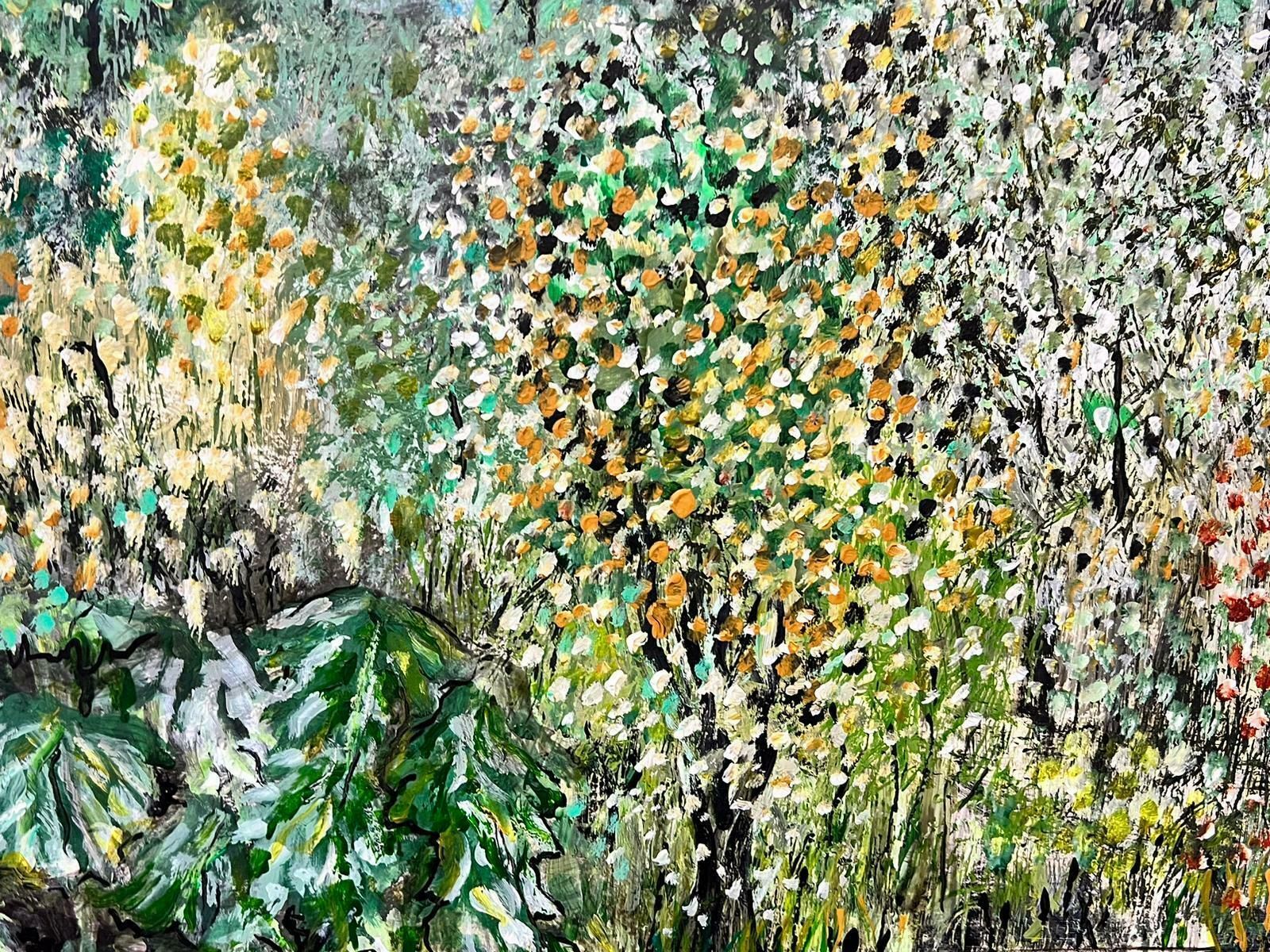 Contemporary British Waterlily Pond Large Post Impressionist Oil Painting photo 1420.0