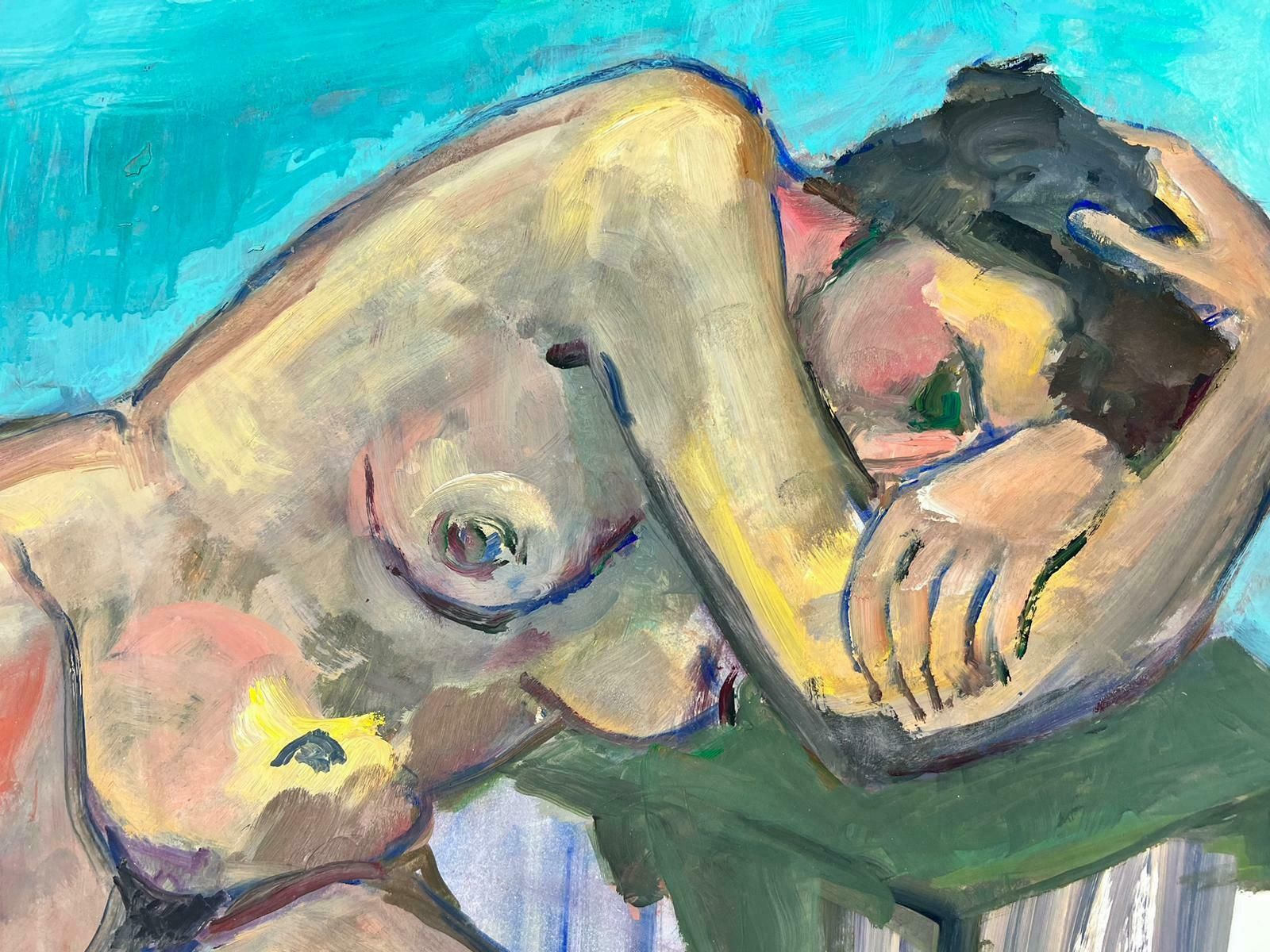 French Modernistreclining Nude Lady Model 1970's French Modernist Painting Provence Collection1970's photo Art
