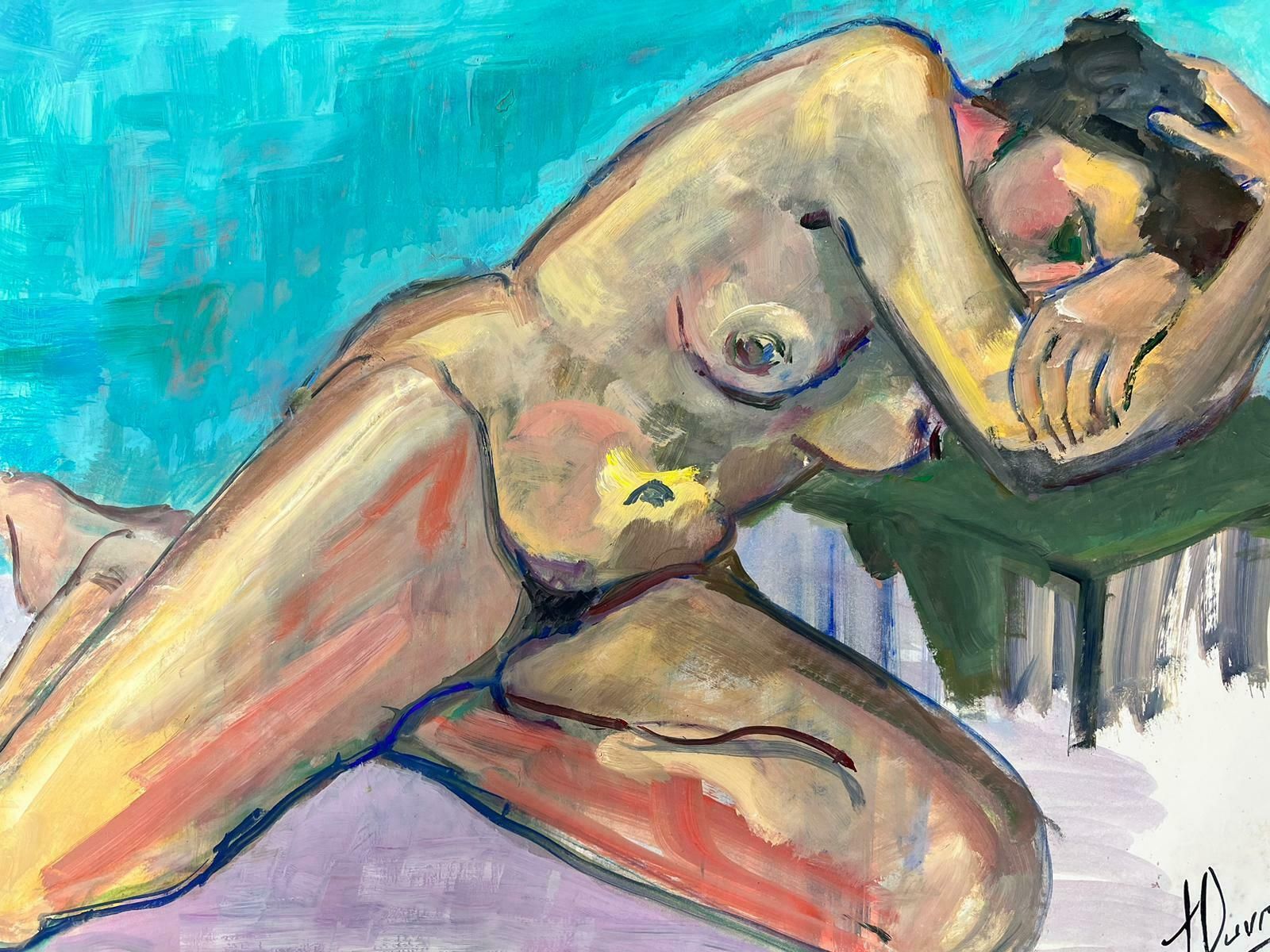 French Modernistreclining Nude Lady Model 1970's French Modernist Painting Provence Collection1970's photo 504.0
