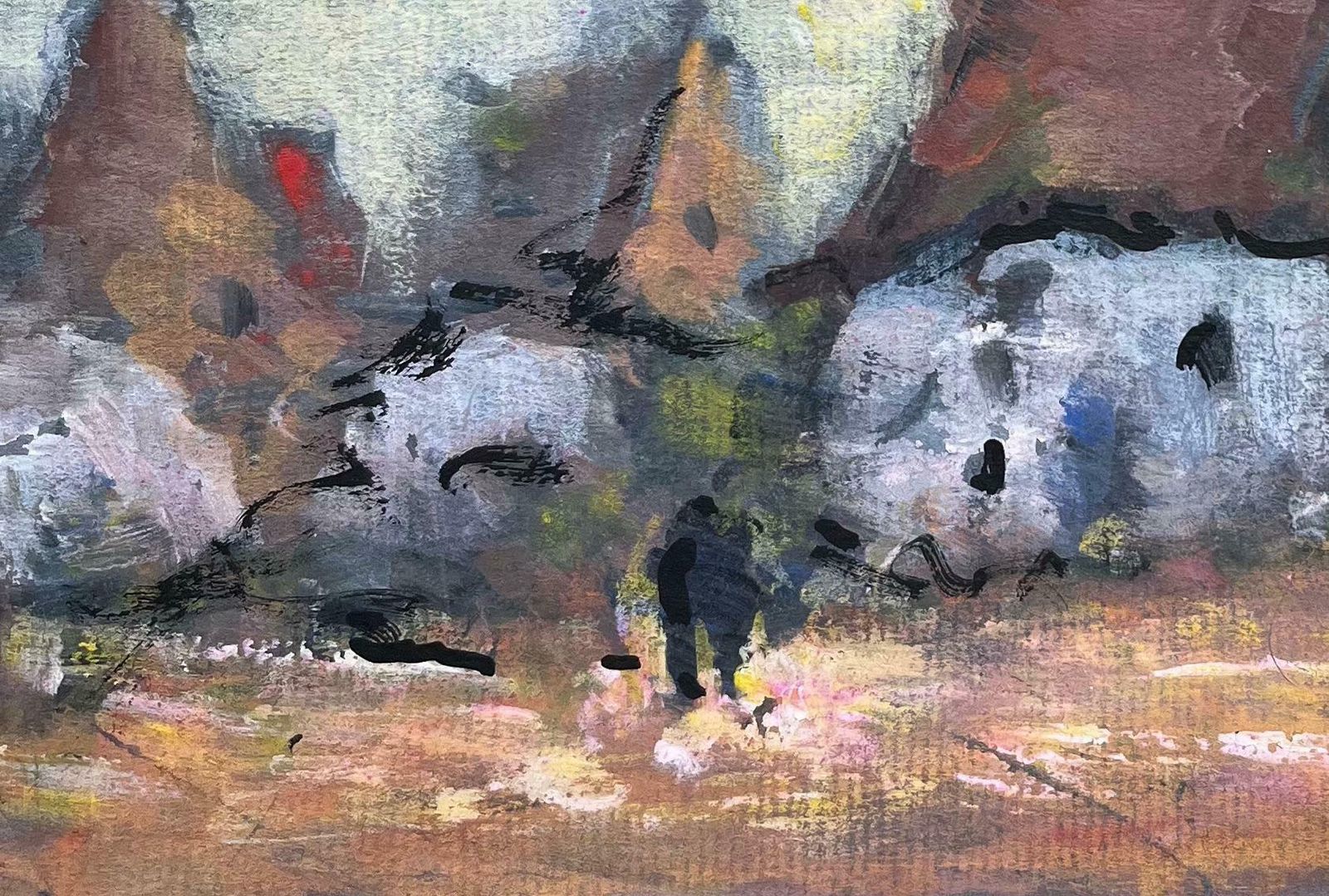 Maurice Mazeiliefrench Impressionist Painting Of Rustic Village Dwellings20th Century photo Art