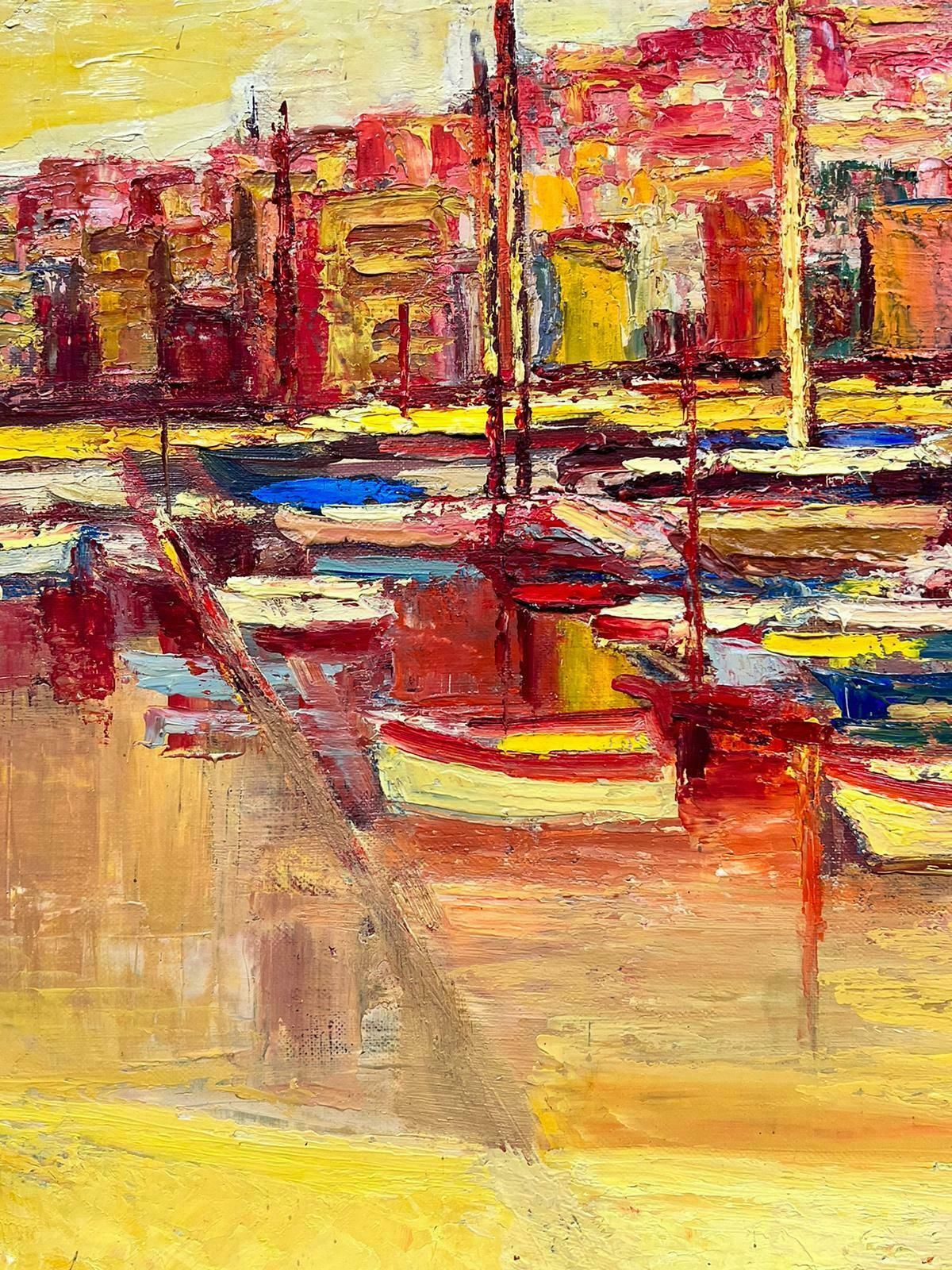Josine Vignonmarseille Harbour 1960s French Impressionist Oil Burnt Orange Sienna Ochre Color1960's photo vintage
