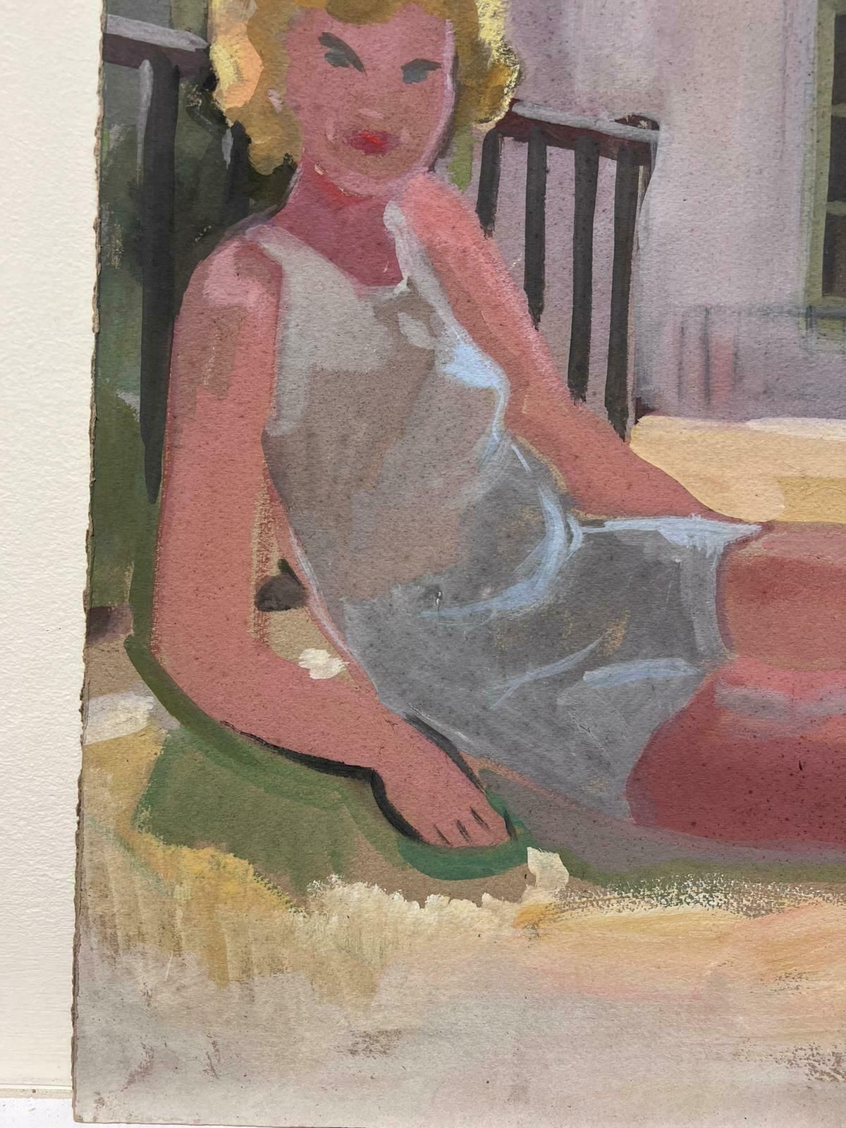 Louise Alix1940's French Impressionist Oil Portrait Of Young Blonde Haired Lady1940's photo Art