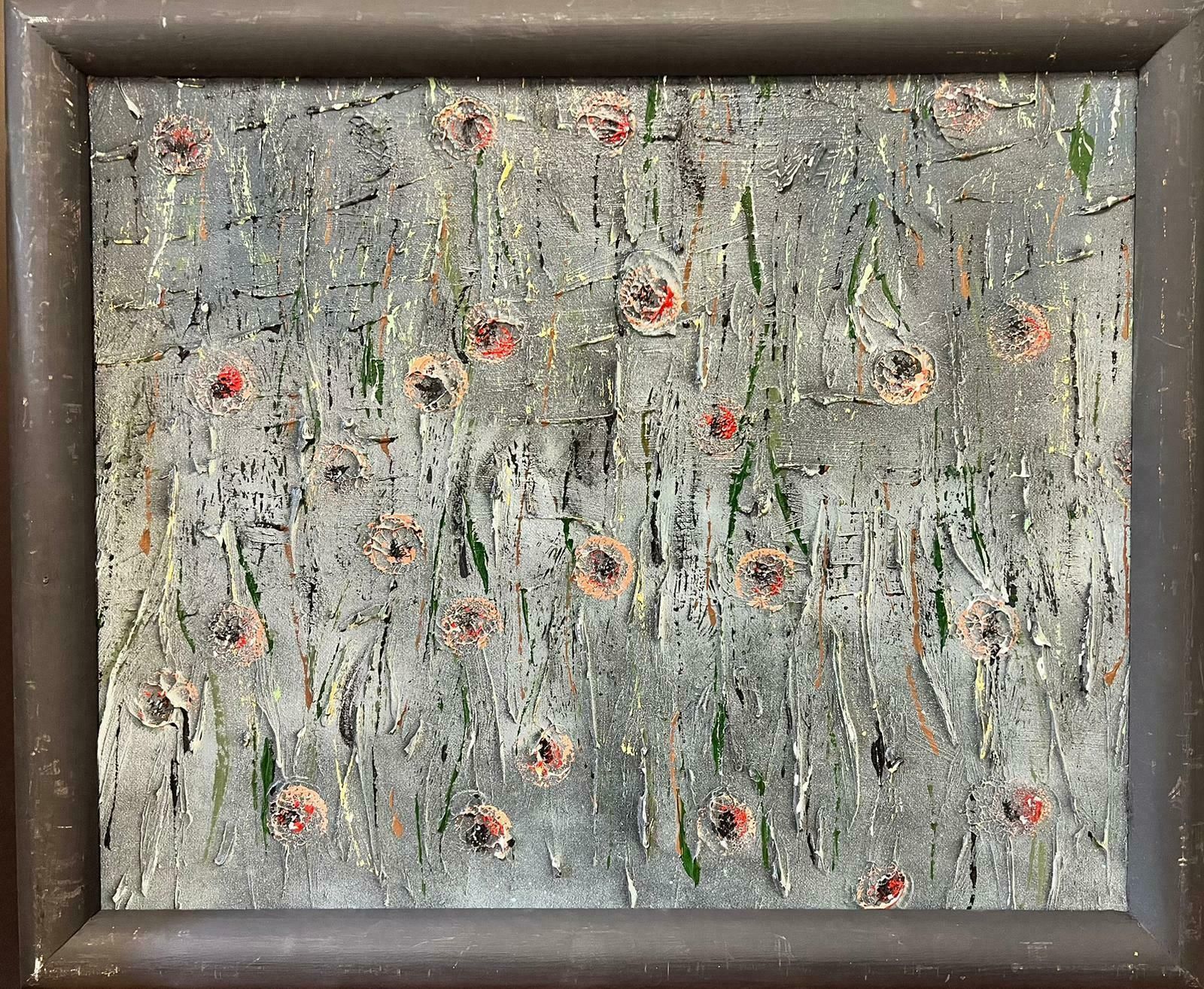 Contemporary British Large Modernist British Oil Poppies Abstract Painting photo furniture