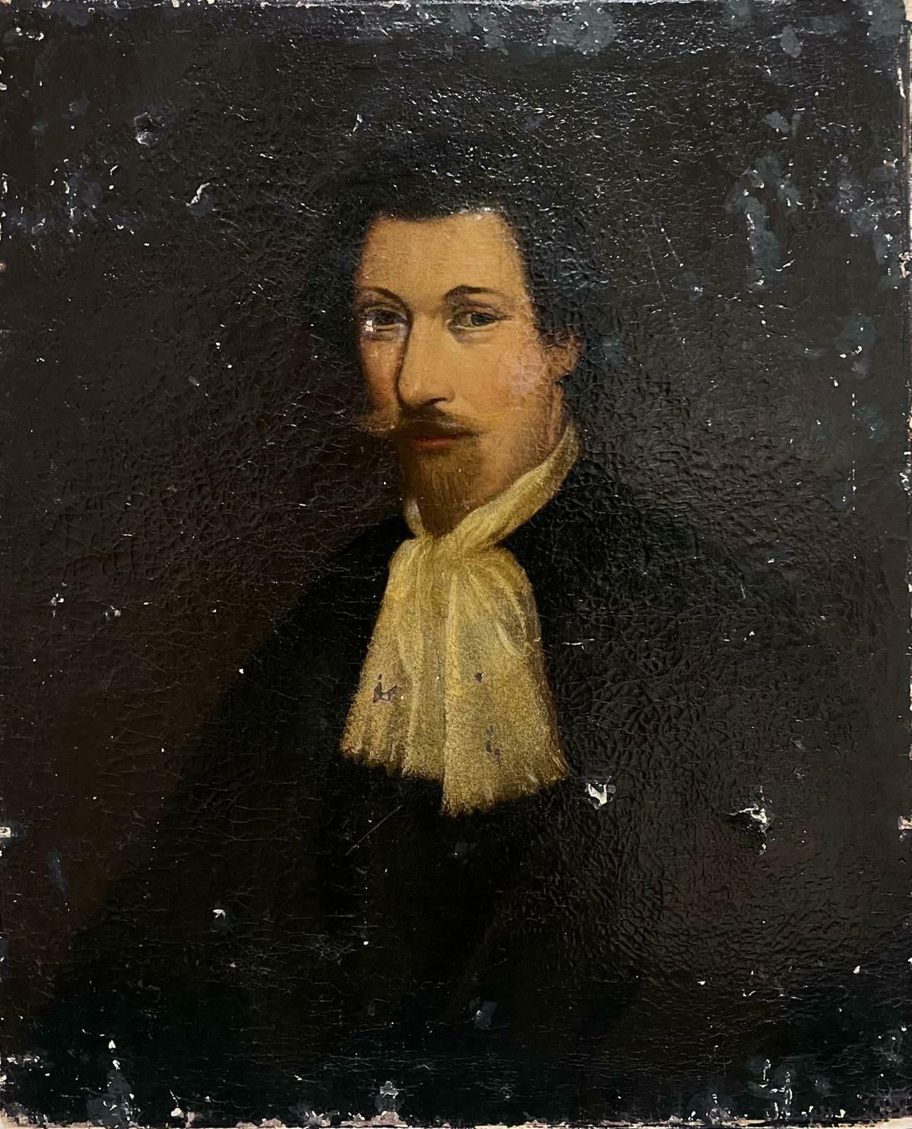 French School18th Century French Portrait Of Mysterious Man Oil On Canvas For Restoration