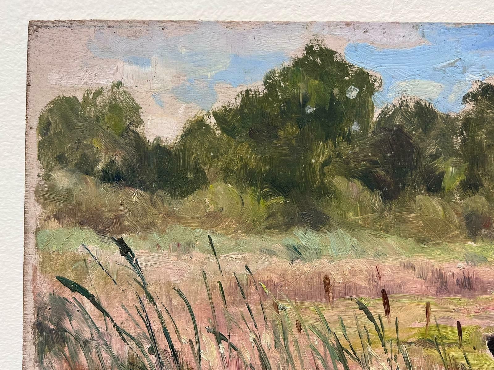 Edmond Quinton1930's French Impressionist Signed Oil Painting Cross Mile Stone By Lake1930's photo Art