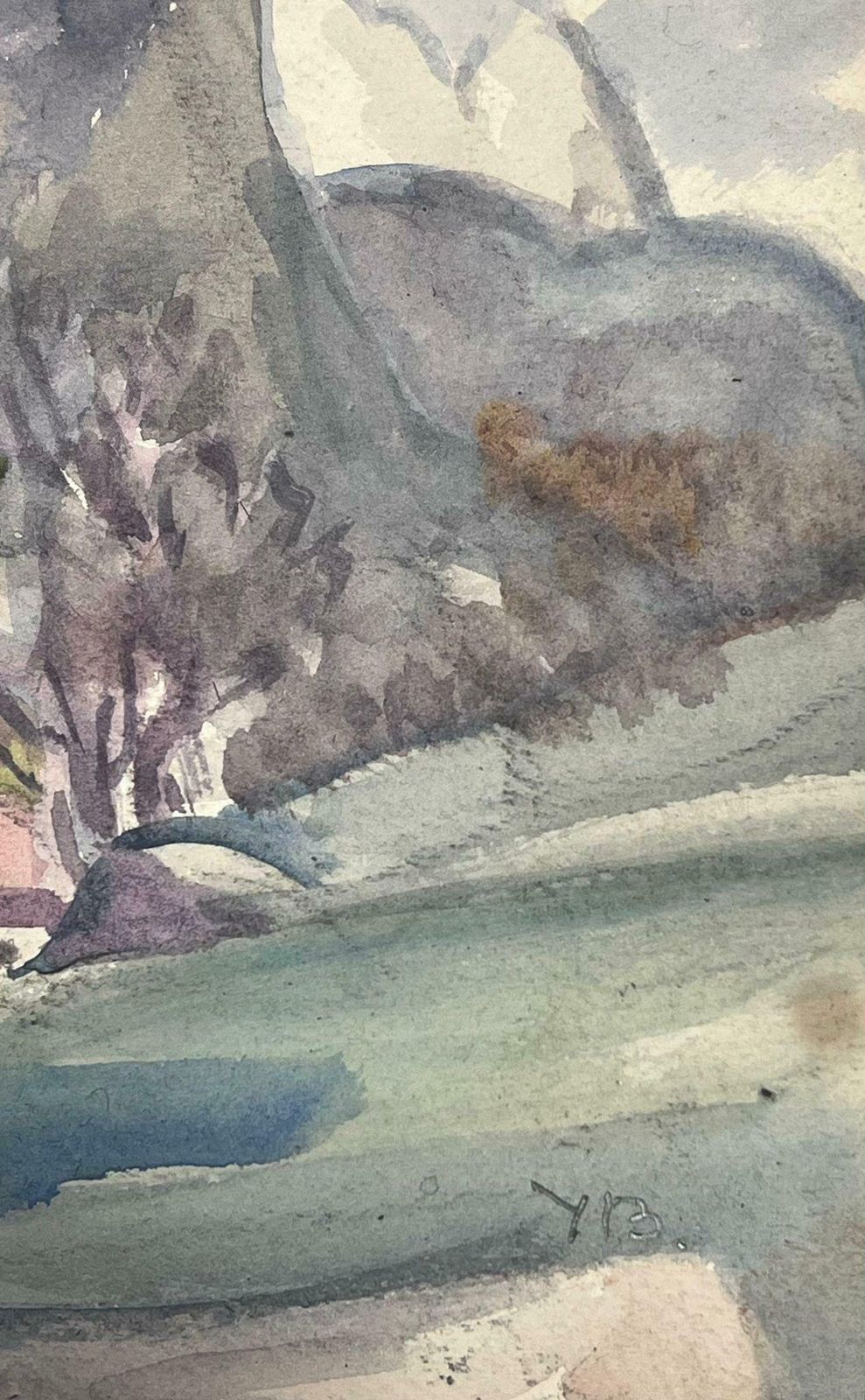 Y. Blanchon1930's French Watercolour Landscape Houses In Mountains1930's photo furniture