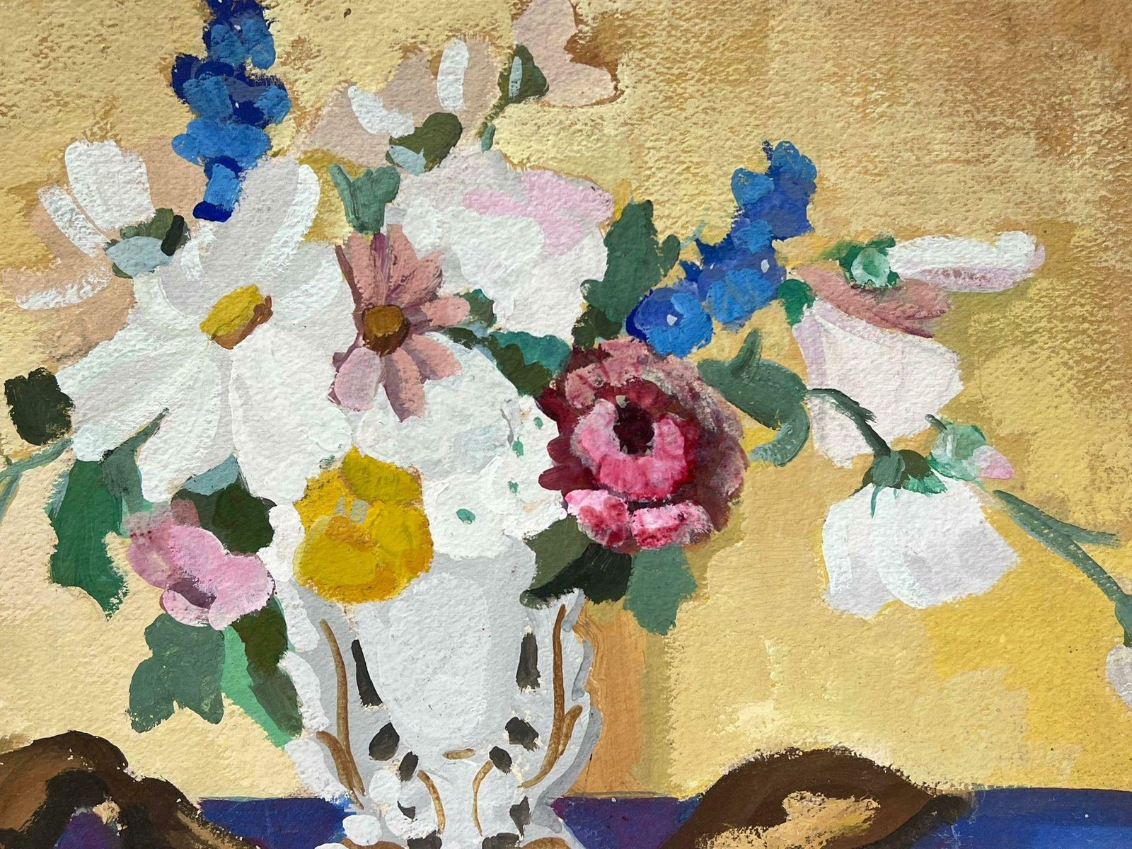 Y. Blanchonflowers In Grand Vase Watercolour 1930's French Impressionist Still Life1930's photo furniture