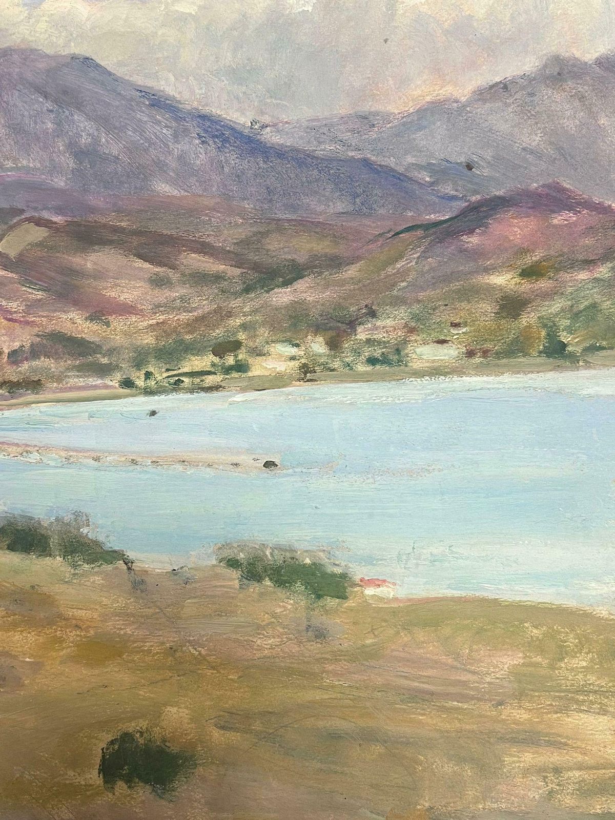 Y. Blanchon1930's French Impressionist Mountains Surrounding The Blue Sea Landscape1930's photo for sale
