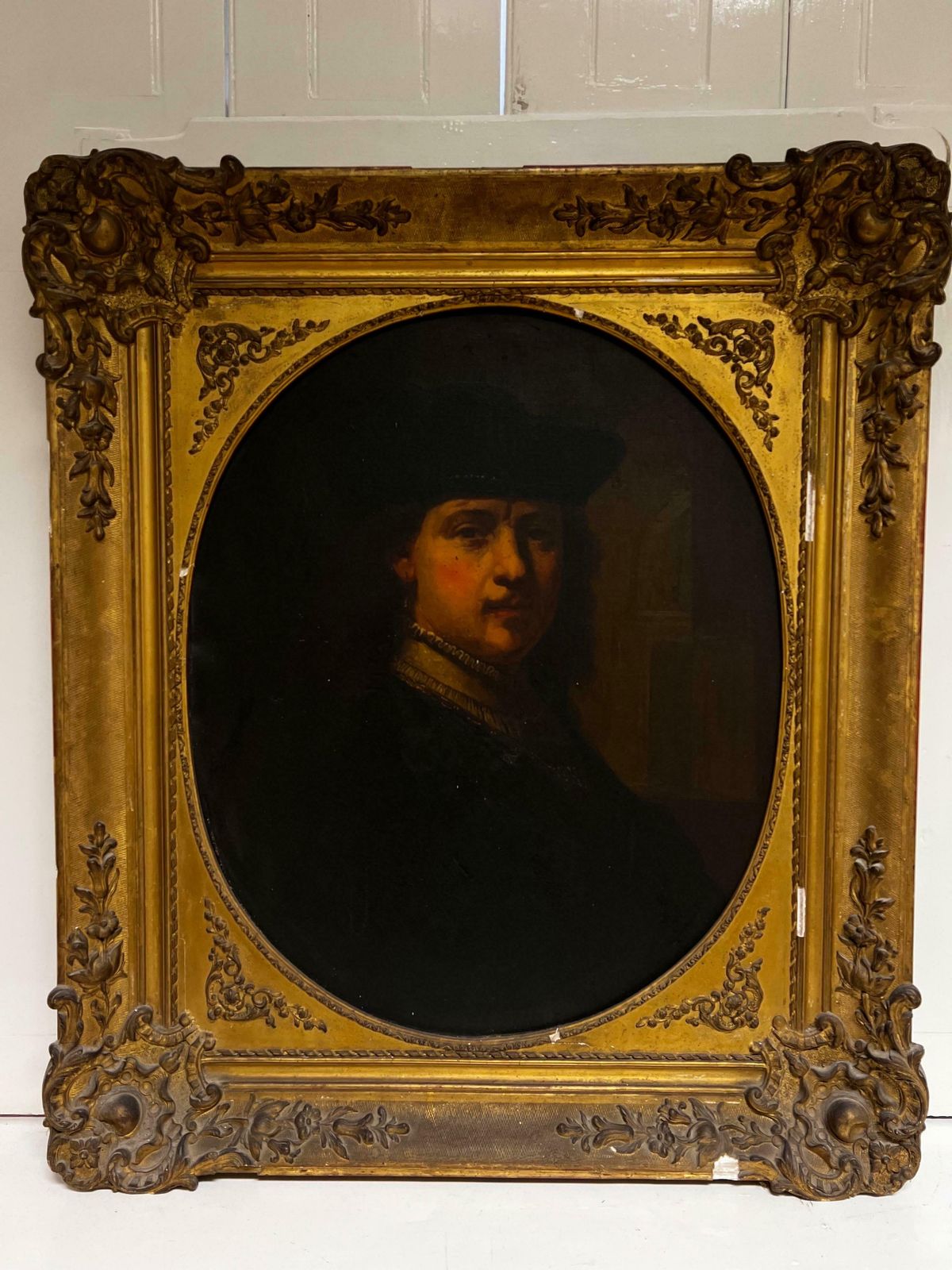 Antique Frenchvery Large Antique French Old Master Oil Painting After Rembrandt, Self Portrait photo furniture