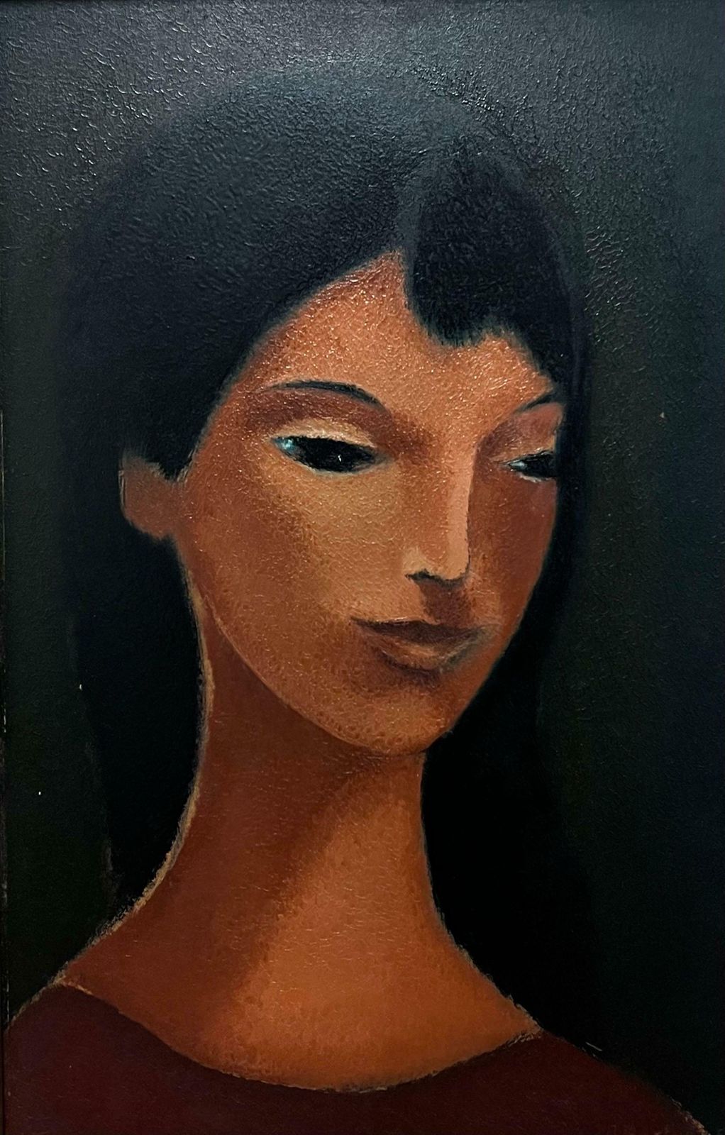 French School1960’s French Stylish Portrait Of A Woman Modernist Oil 19651965