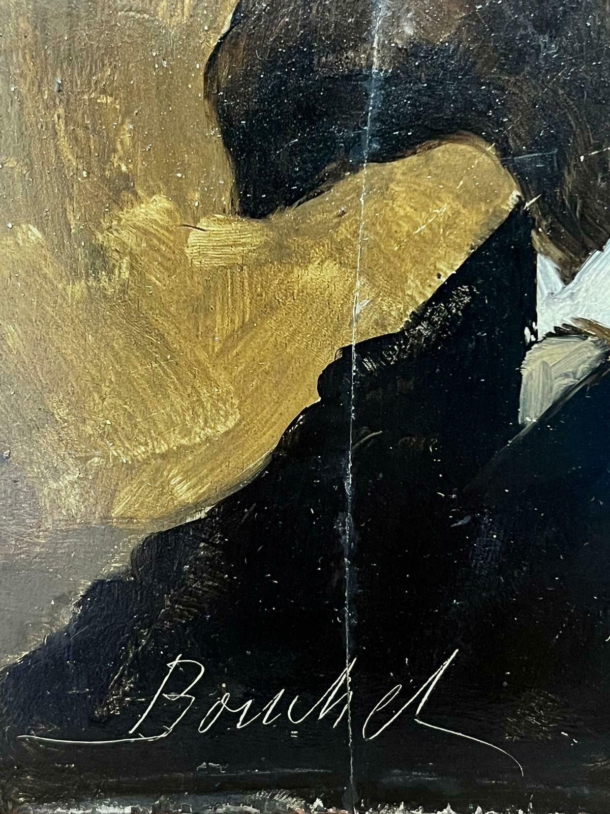 French Schoolsigned French Impressionist Antique Oil Portrait Of Man With Beard Paris Stamped1900 photo furniture
