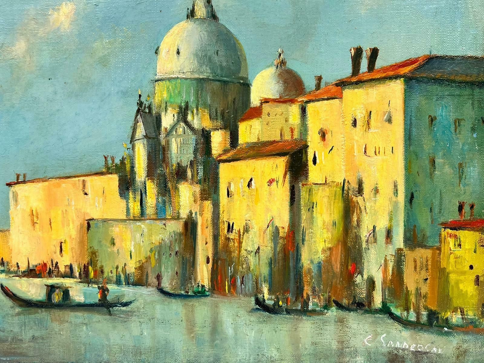 European Artistsigned Impressionist Oil Grand Canal Venice Blue Skies & Sunlight photo for sale