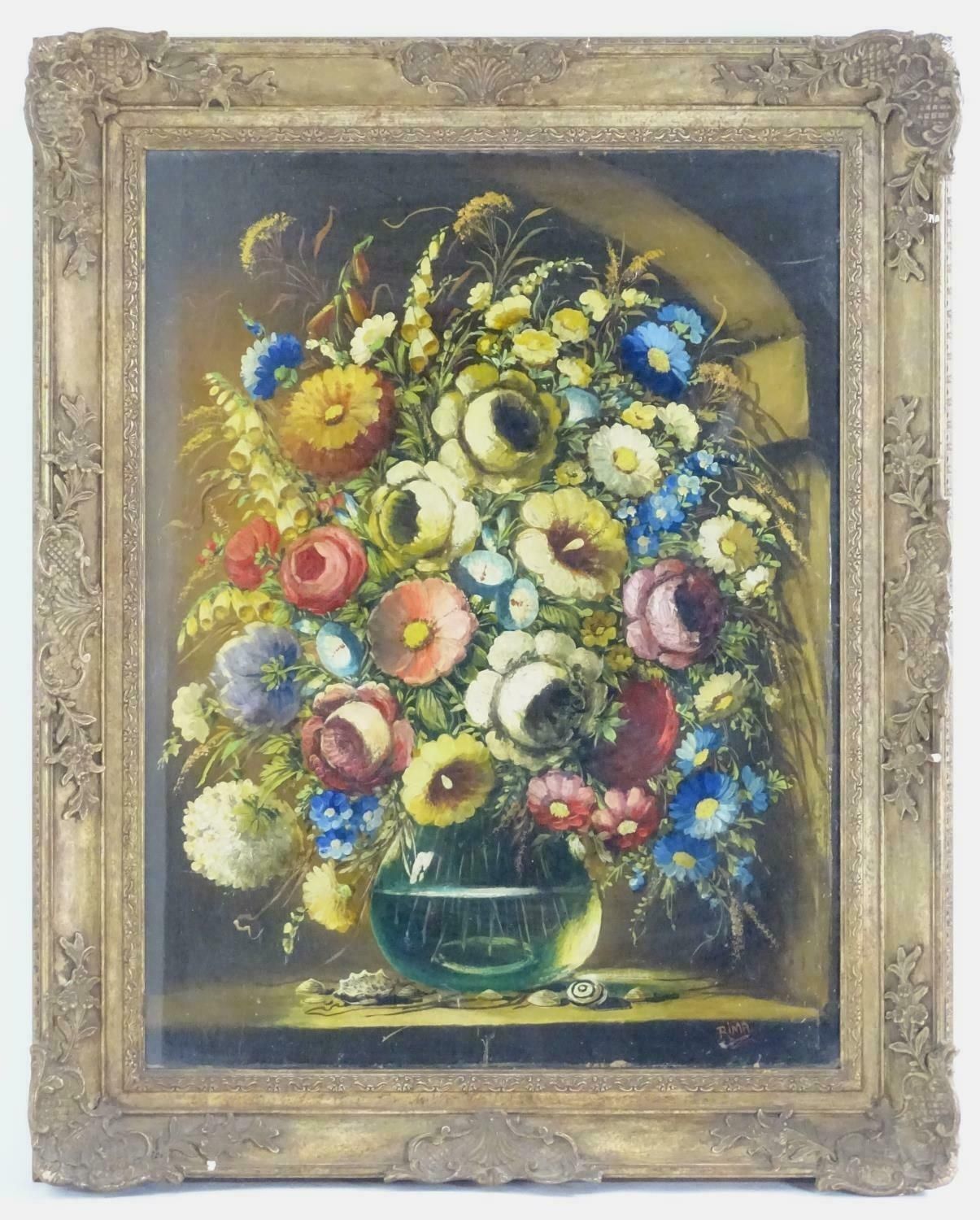 Rimaclassical Still Life Study Of Flowers In Vase Elaborate Grand Gilt Frame