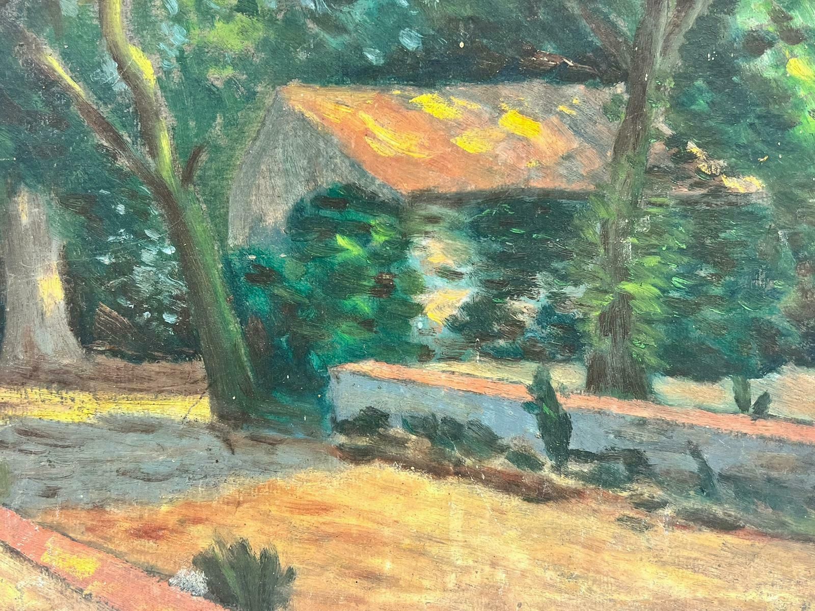 French Schoolearly 20th Century French Impressionist Oil Painting Dappled Light Garden photo furniture
