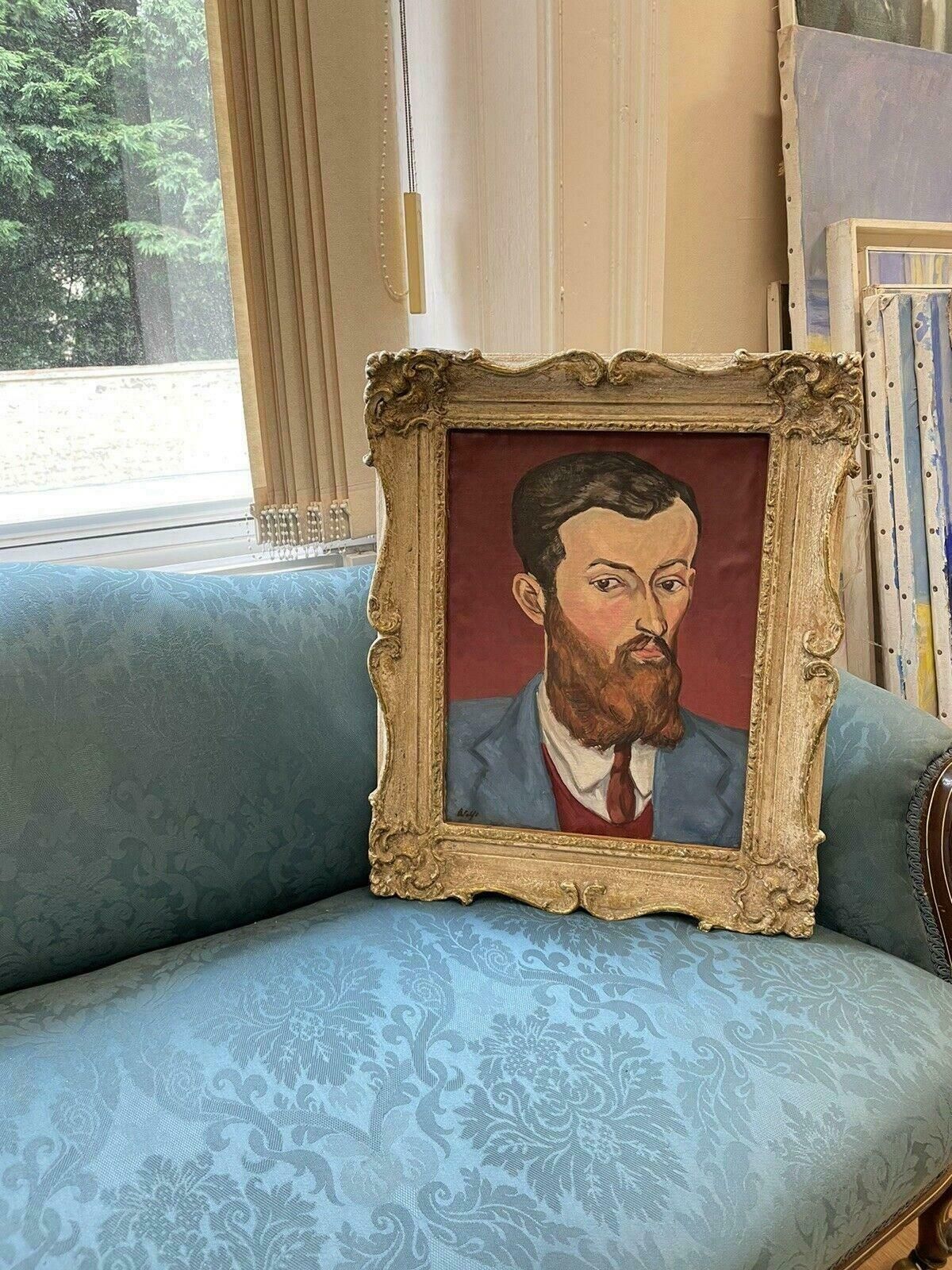 1930's Fauvist1930s European Fauvist Signed Oil Painting   Portrait Of Bearded Young Manc. 1930's photo for sale