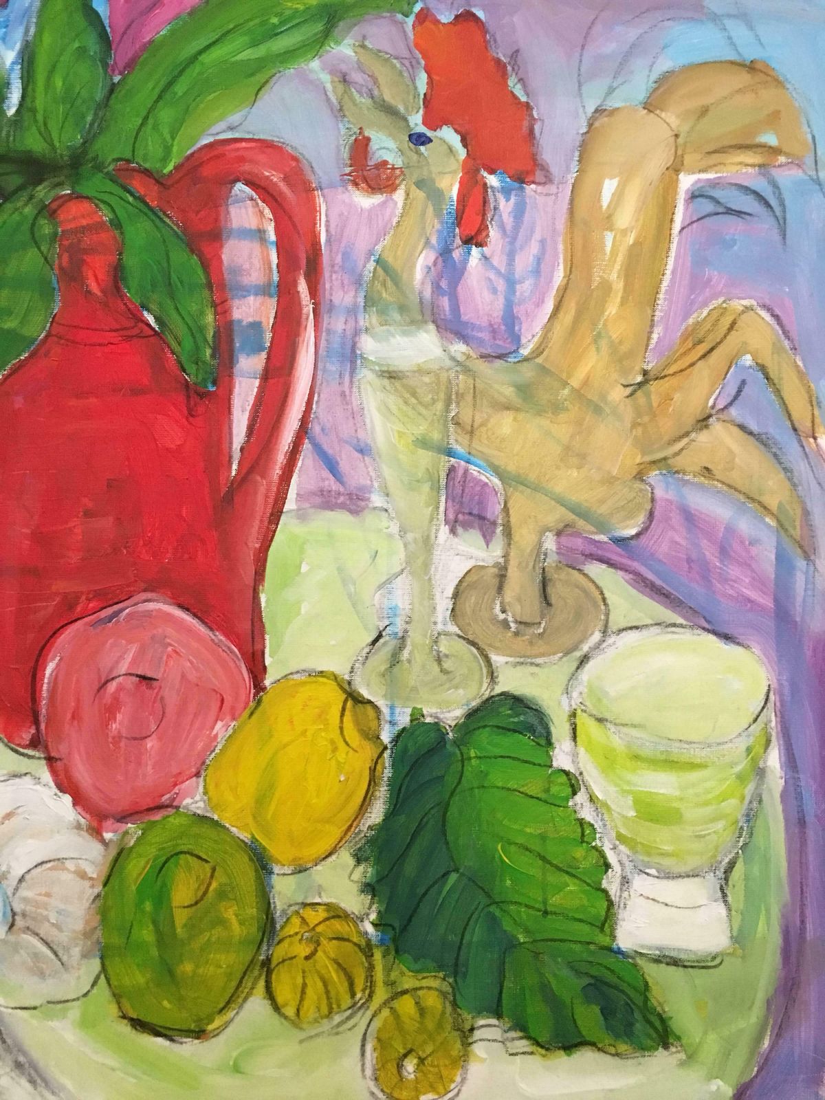 Pamela Cawleytulips In A Red Vase, Still Life, British Artistc.2000 photo Art