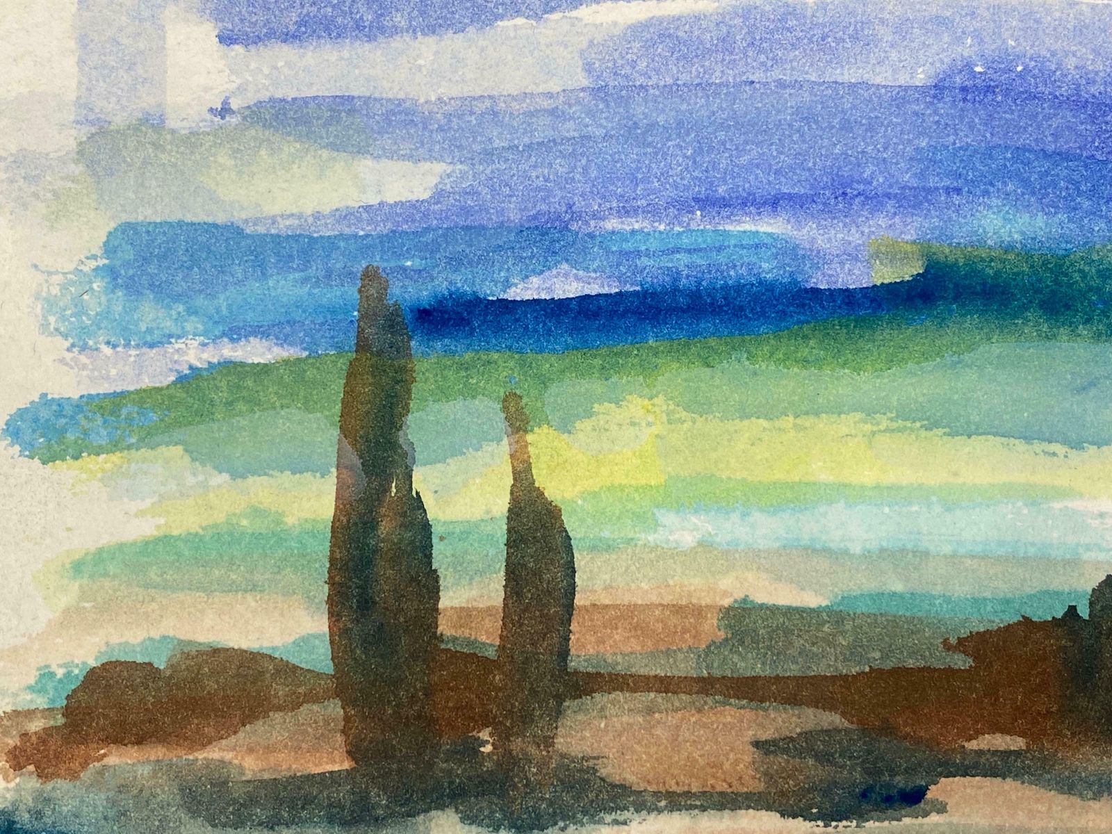 Akos Birocolourful Provence Sky, French Expressionist Original Paintingc.1980s photo for sale